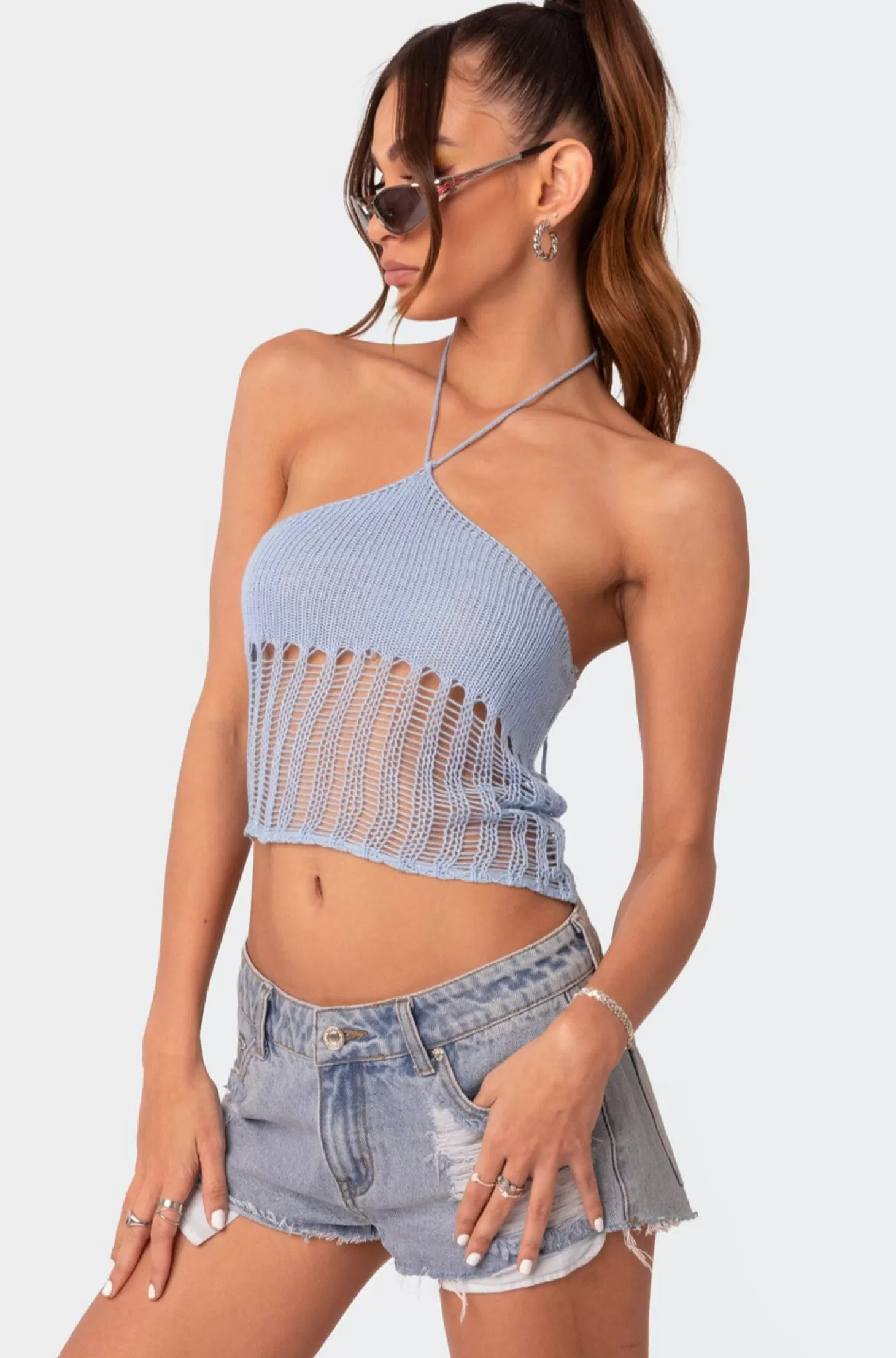 edikted Crochet Halter Crop Top* Crop Tops | Knitted Tops