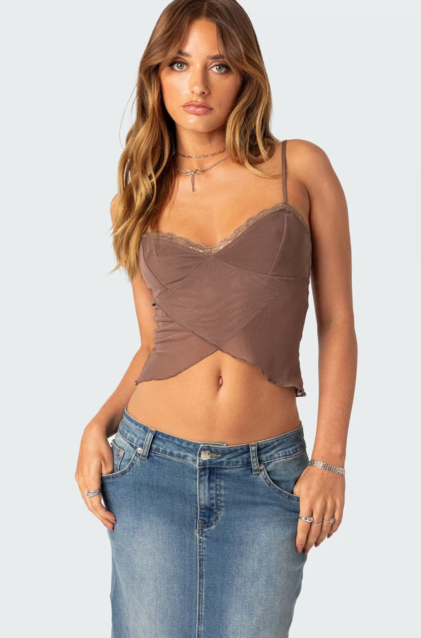 edikted Crossover Mesh Tank Top* Crop Tops | Tops