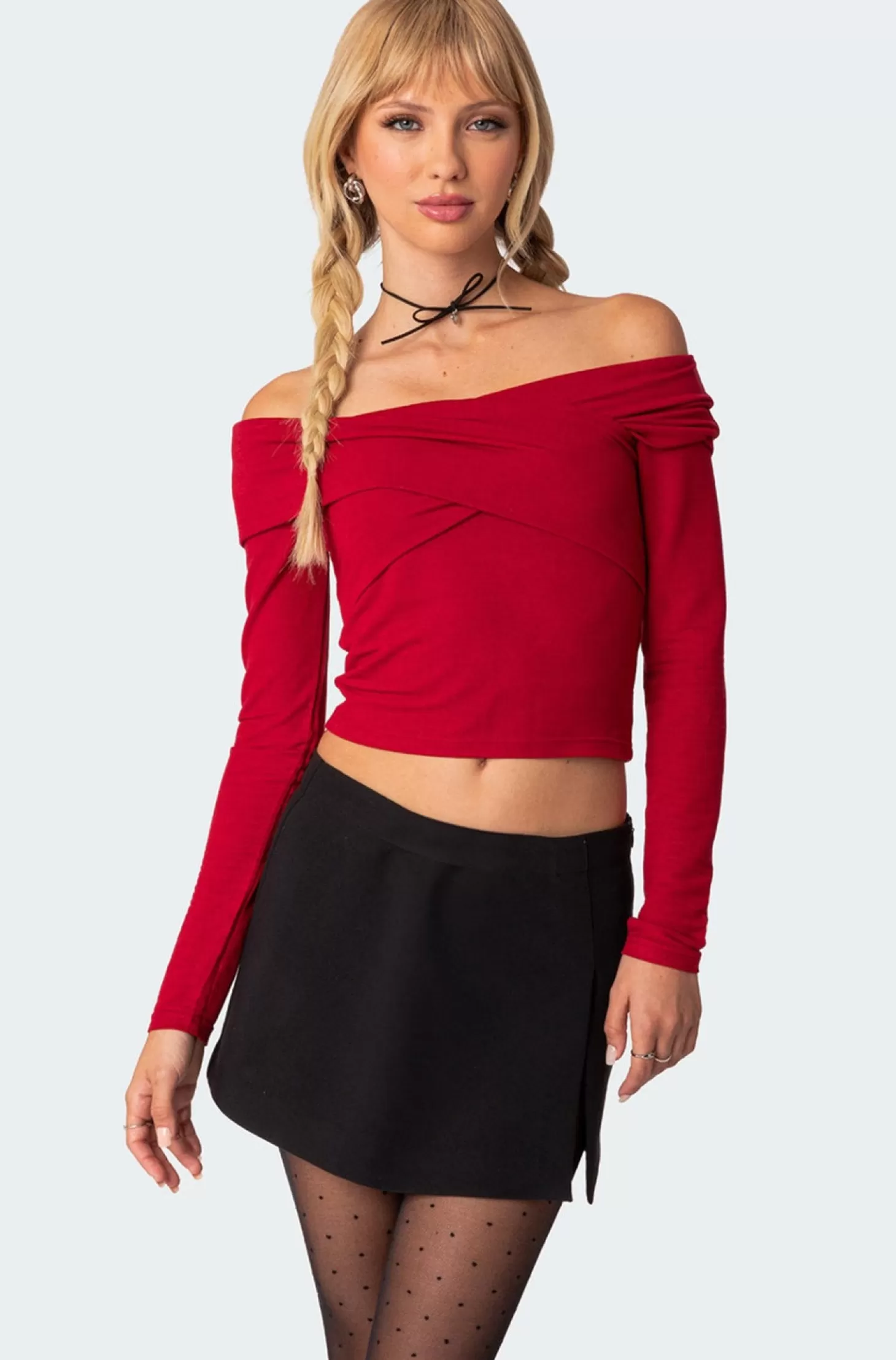 edikted Crossover Off Shoulder Top* Long Sleeve Tops