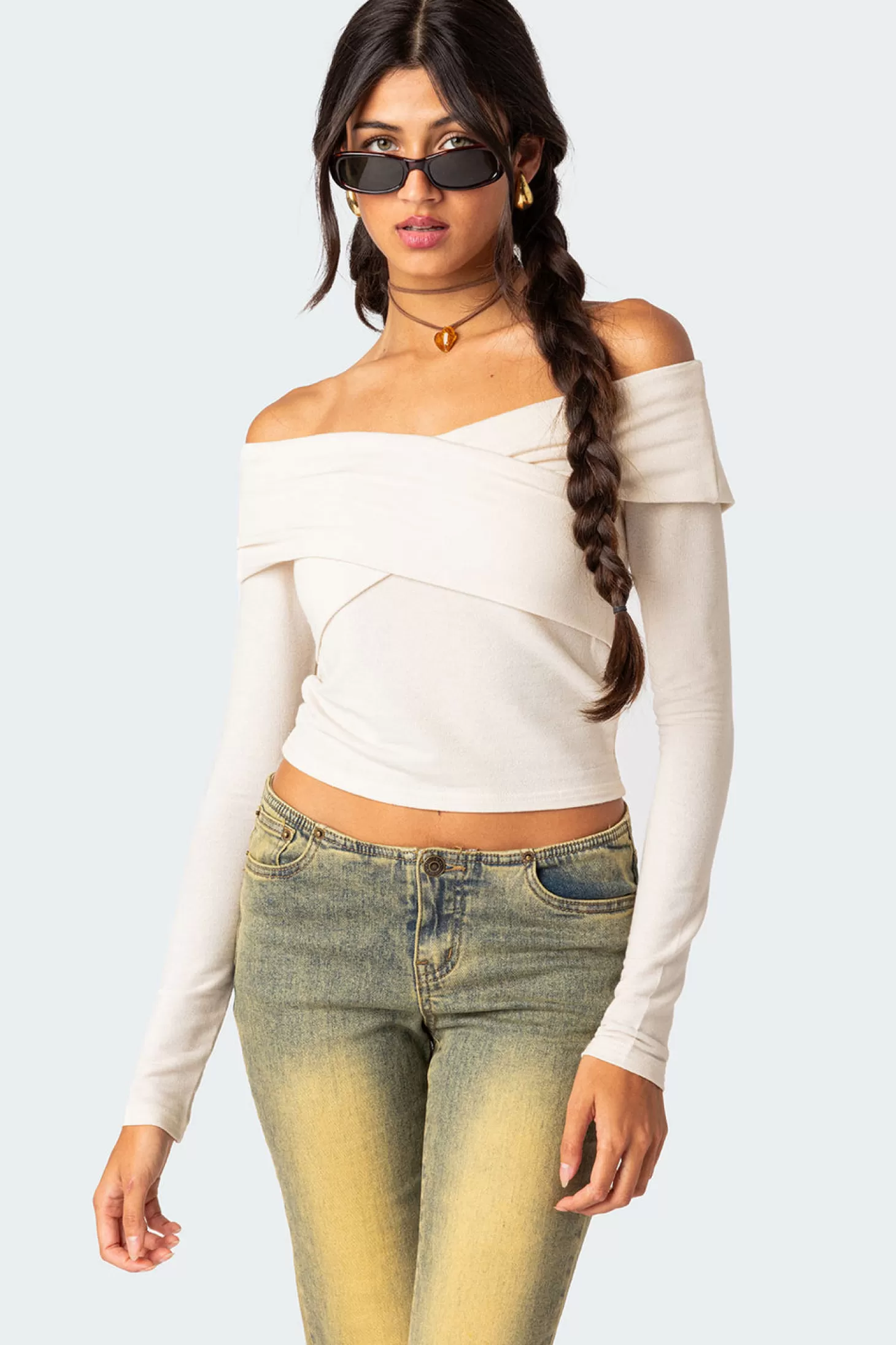 edikted Crossover Off Shoulder Top* Long Sleeve Tops | Tops