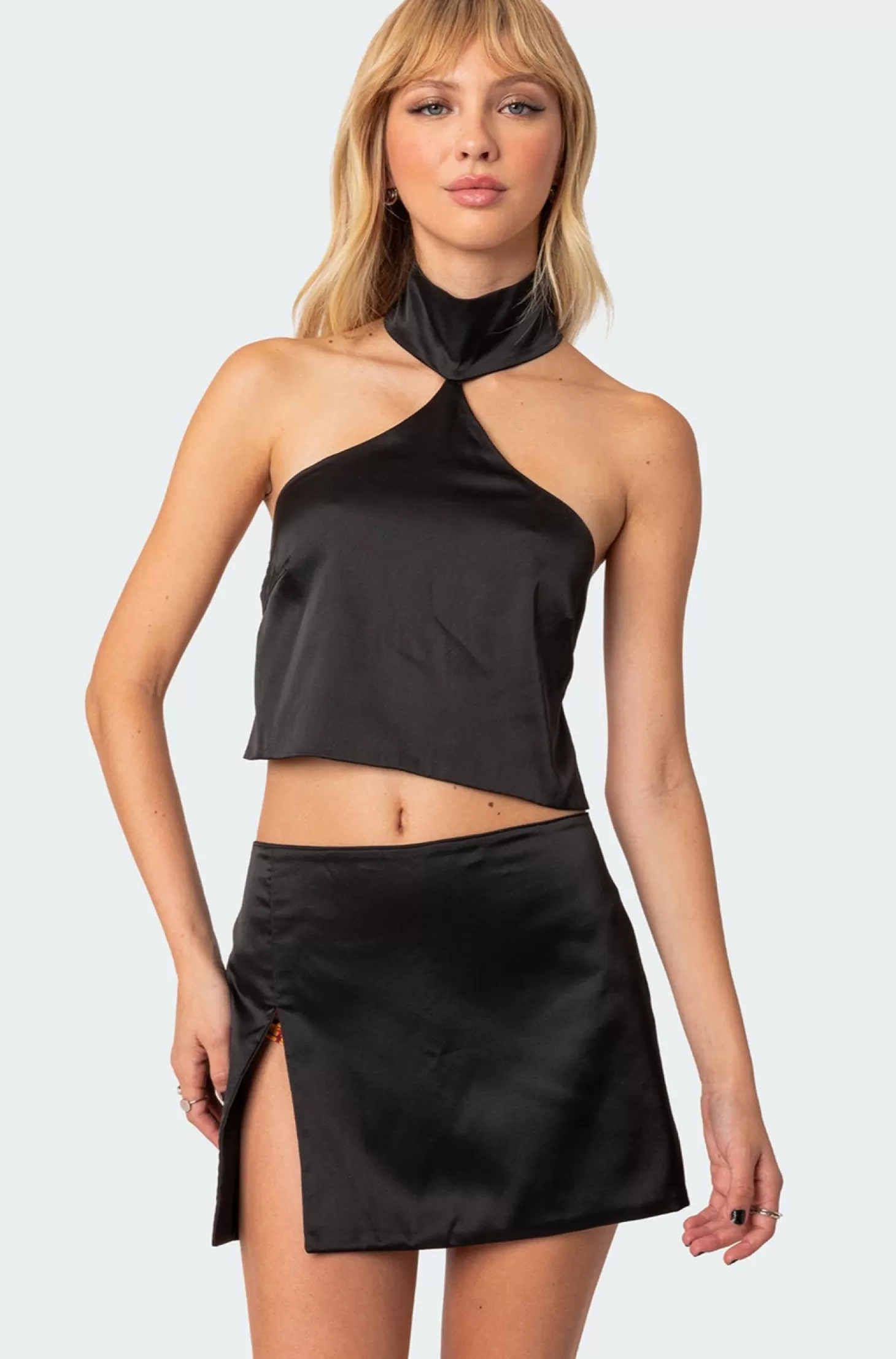 edikted Daina Satin Open-Back Crop Top* Crop Tops | Sets