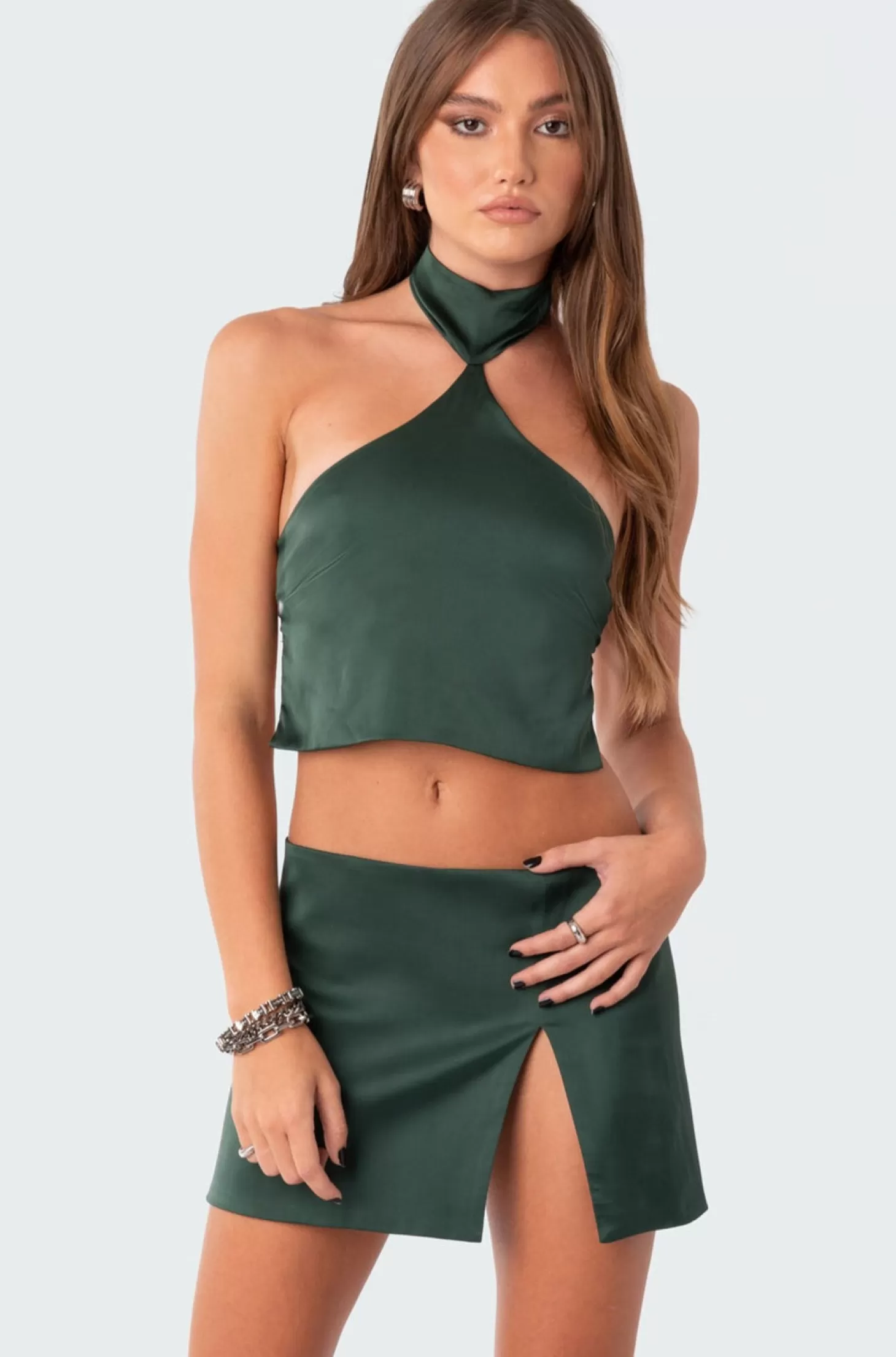 edikted Daina Satin Open-Back Crop Top* Crop Tops | Sets