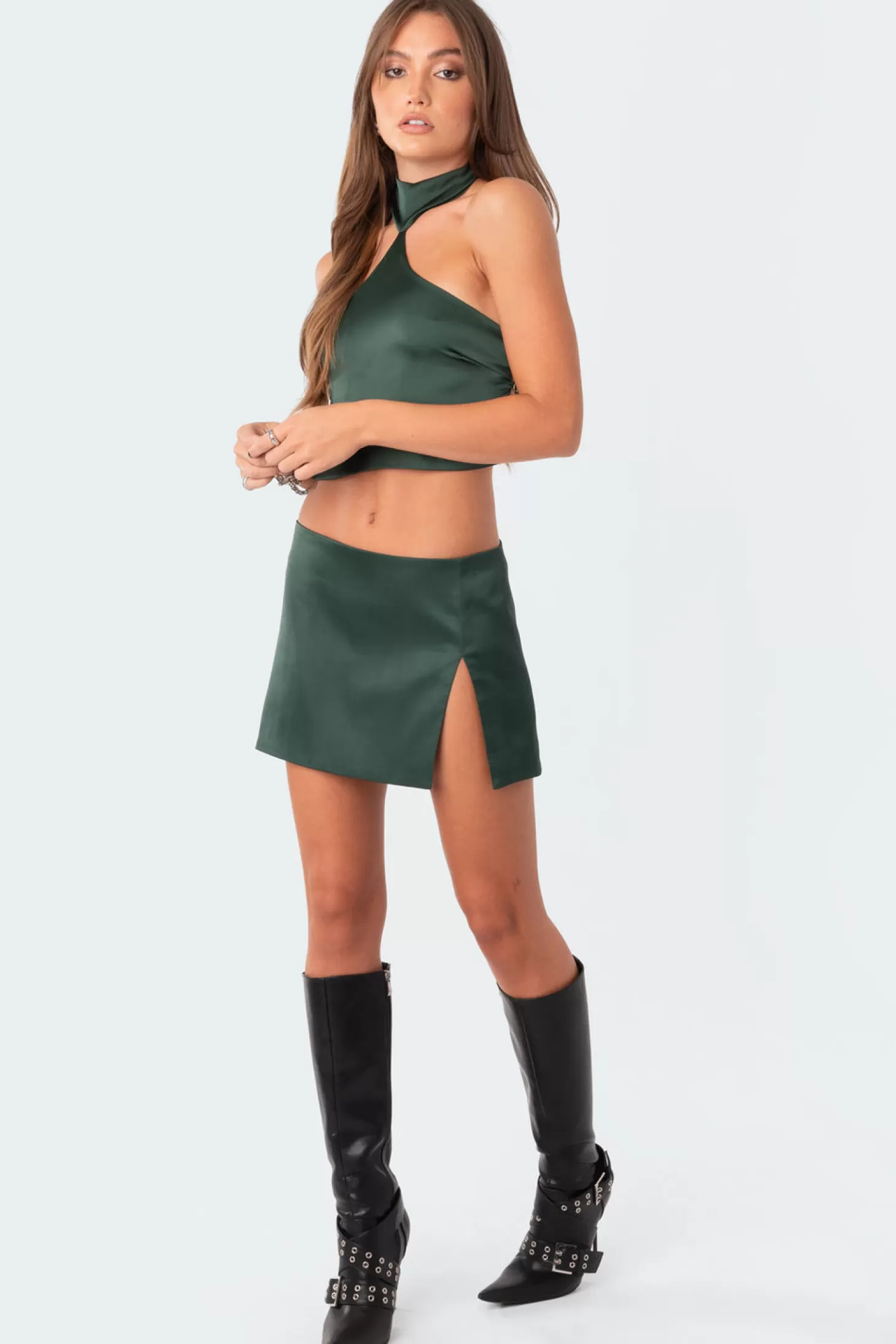 edikted Daina Satin Slit Mini Skirt* Skirts | Skirts