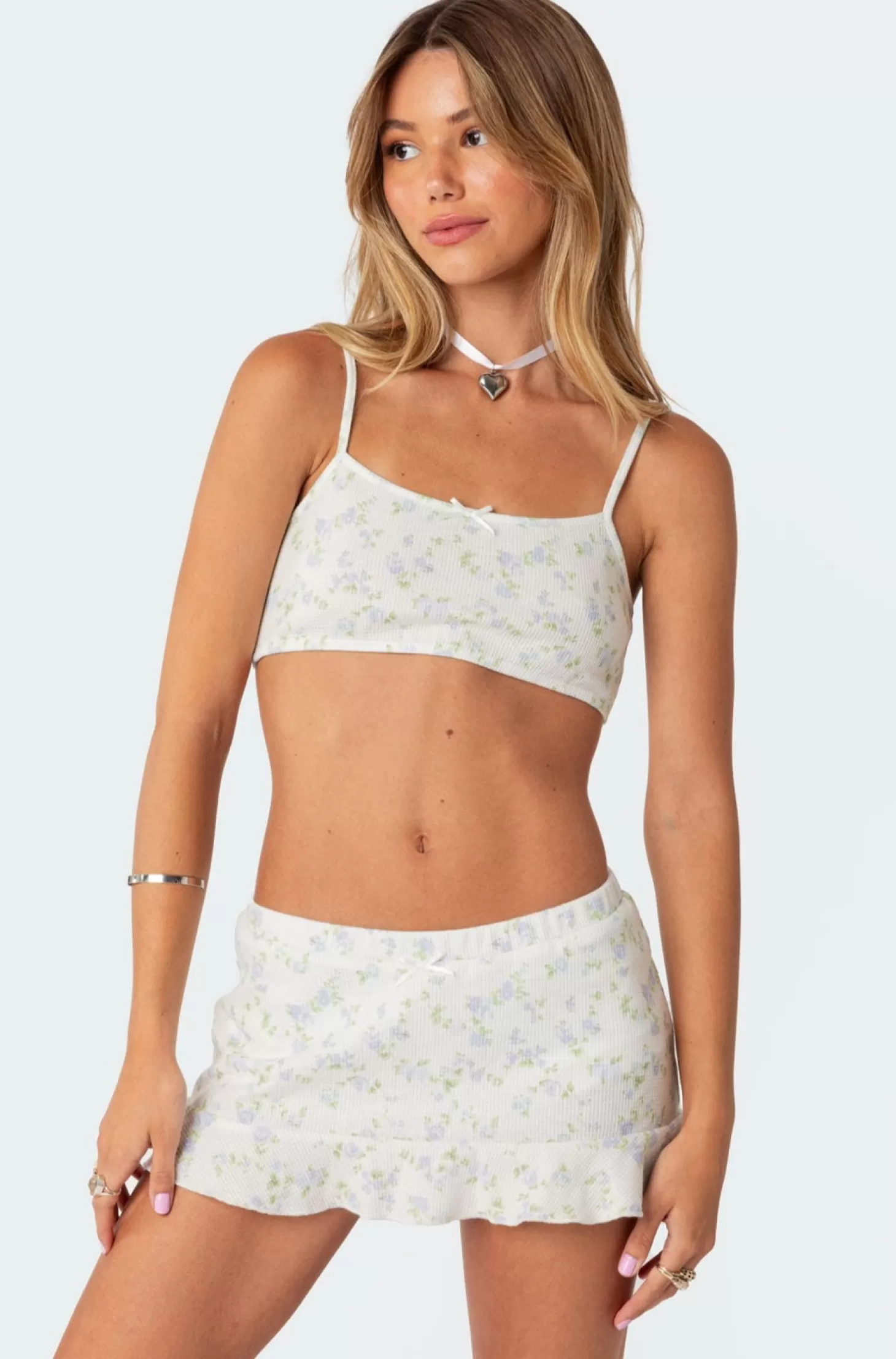 edikted Daydream Printed Waffle Bra Top* Crop Tops | Loungewear