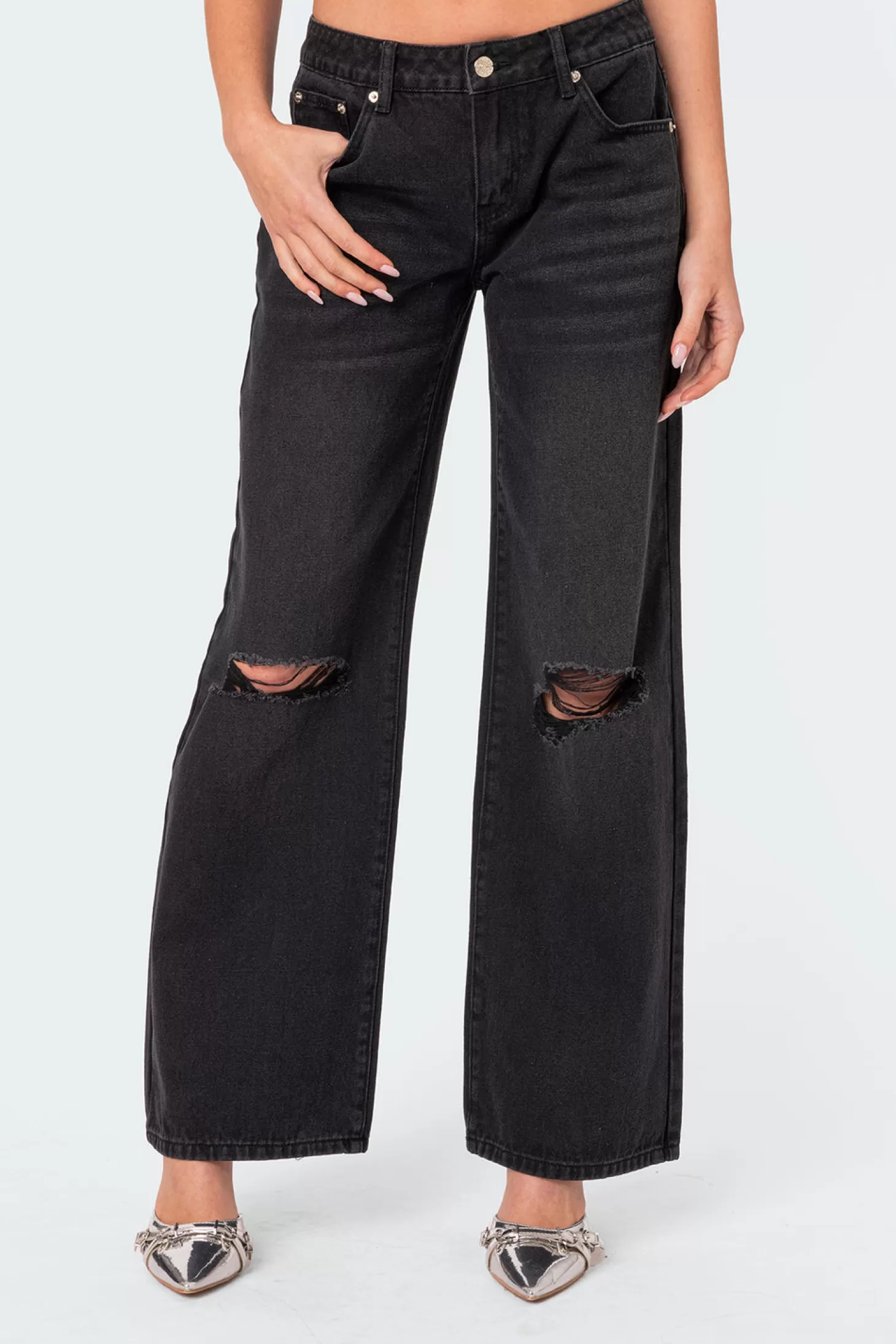 edikted Debbie Distressed Low Rise Jeans* Jeans | Jeans