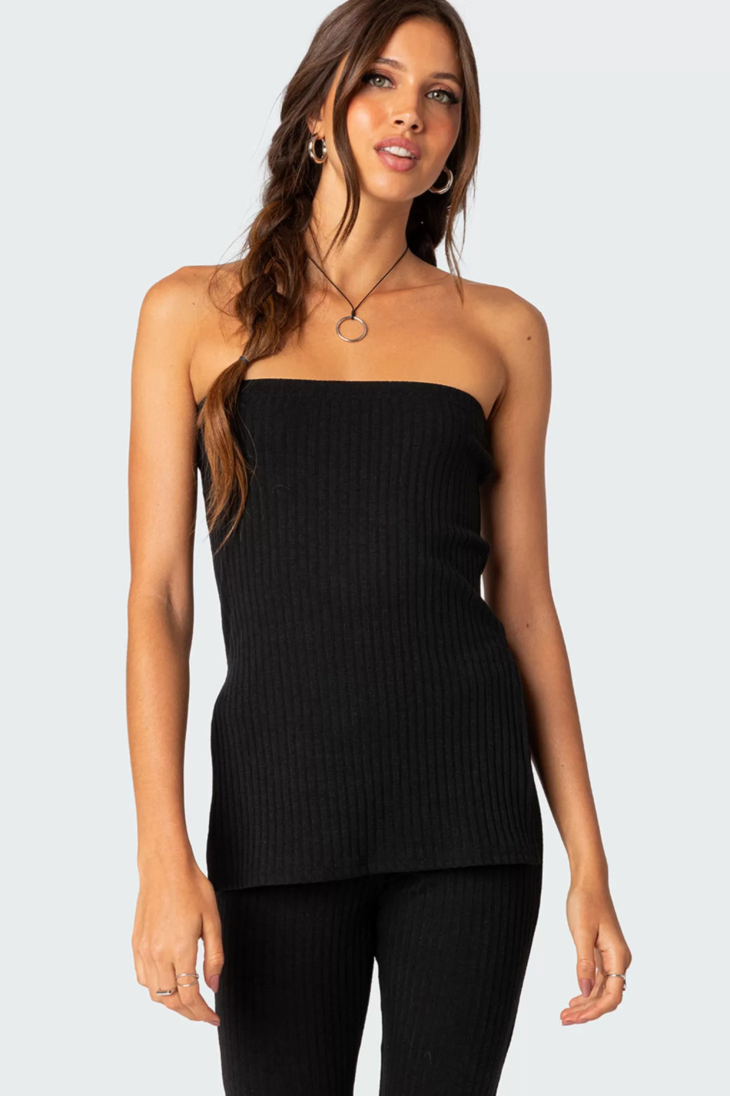 edikted Dekota Slit Ribbed Top* Strapless Tops | Sets