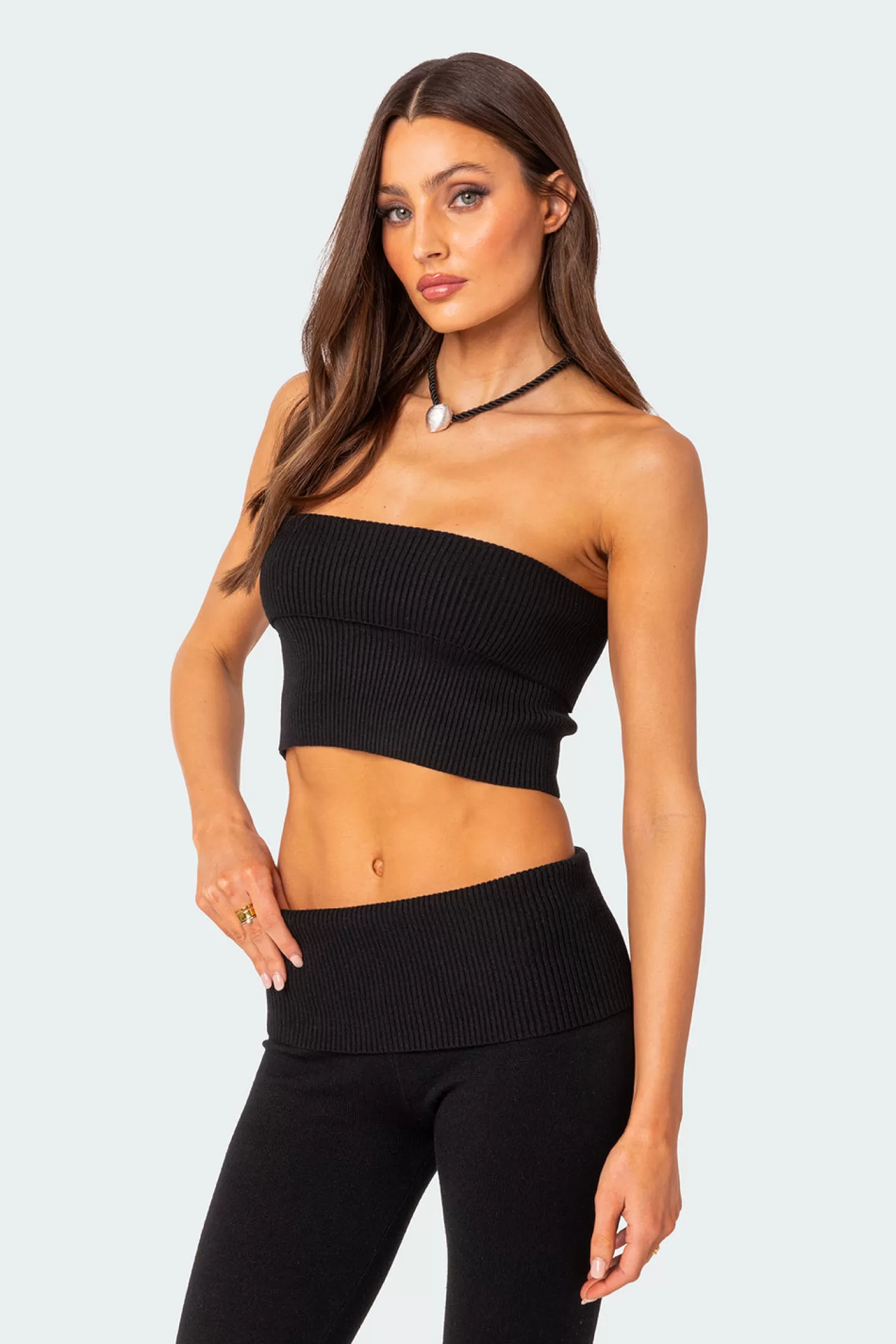 edikted Desiree Fold Over Knit Tube Top* Crop Tops | Strapless Tops