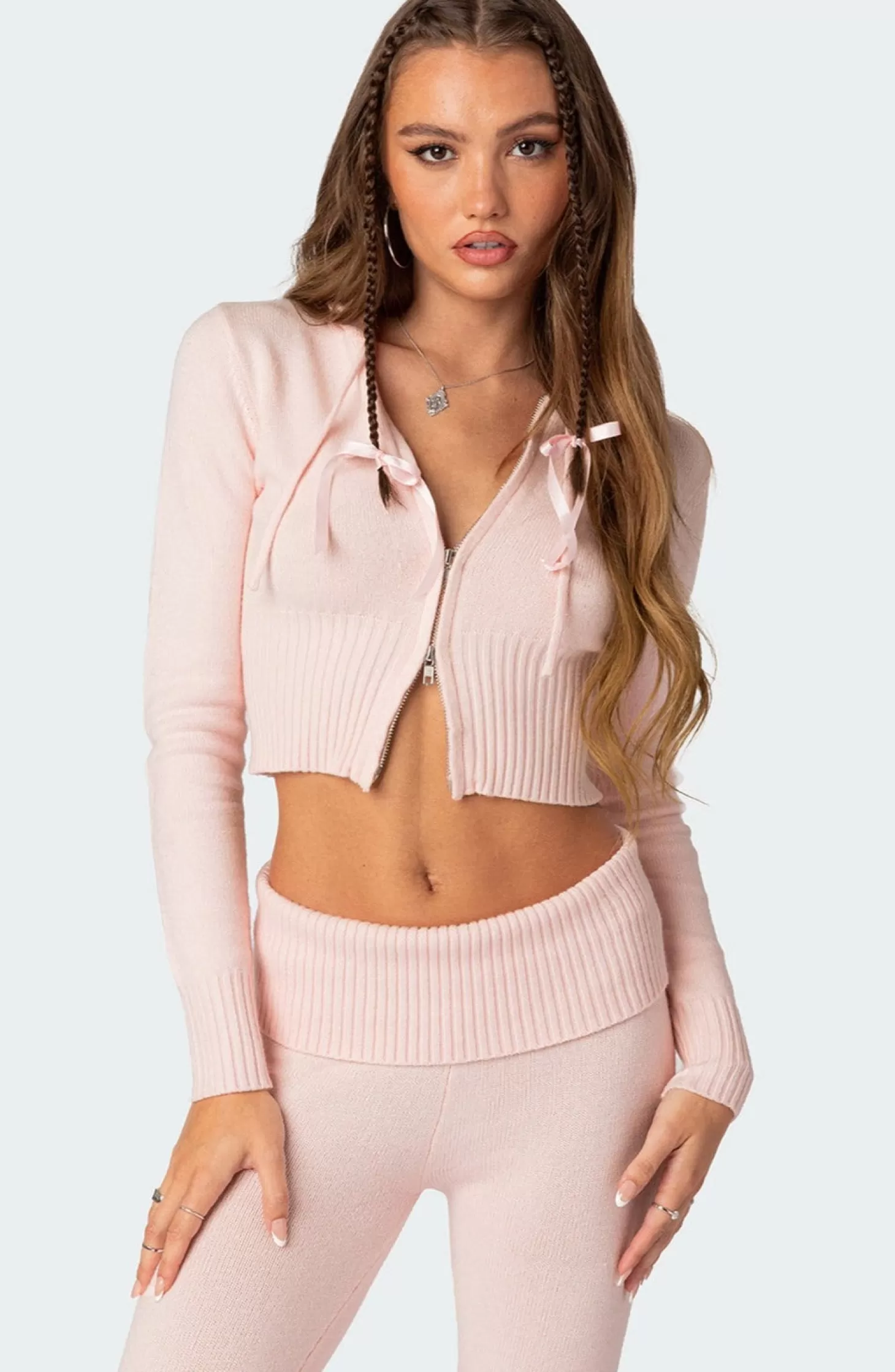 edikted Desiree Knitted Hooded Cardigan* Sweaters & Cardigans | Long Sleeve Tops