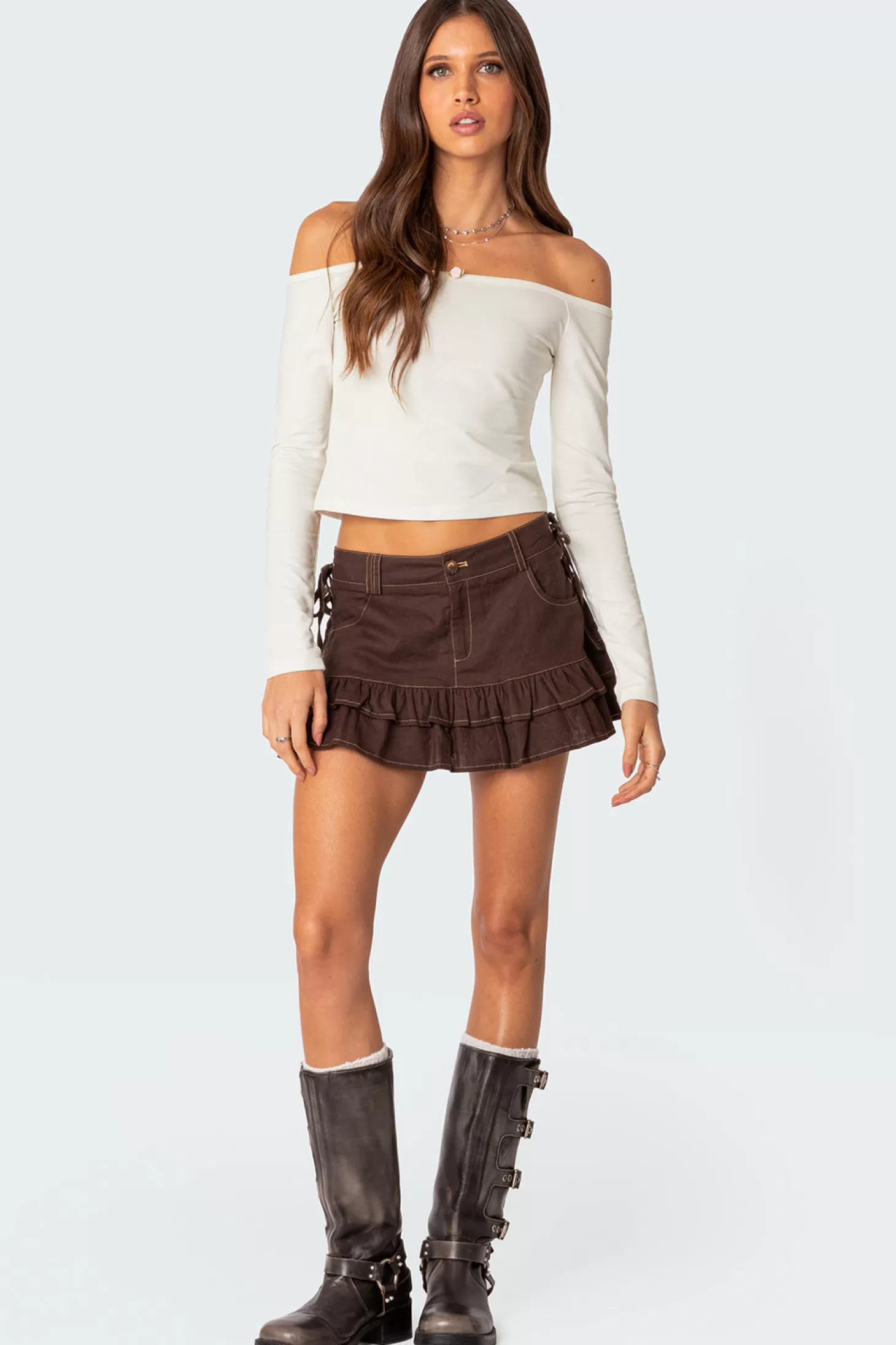 edikted Dev Ruffle Linen Look Mini Skirt* Skirts | Skirts