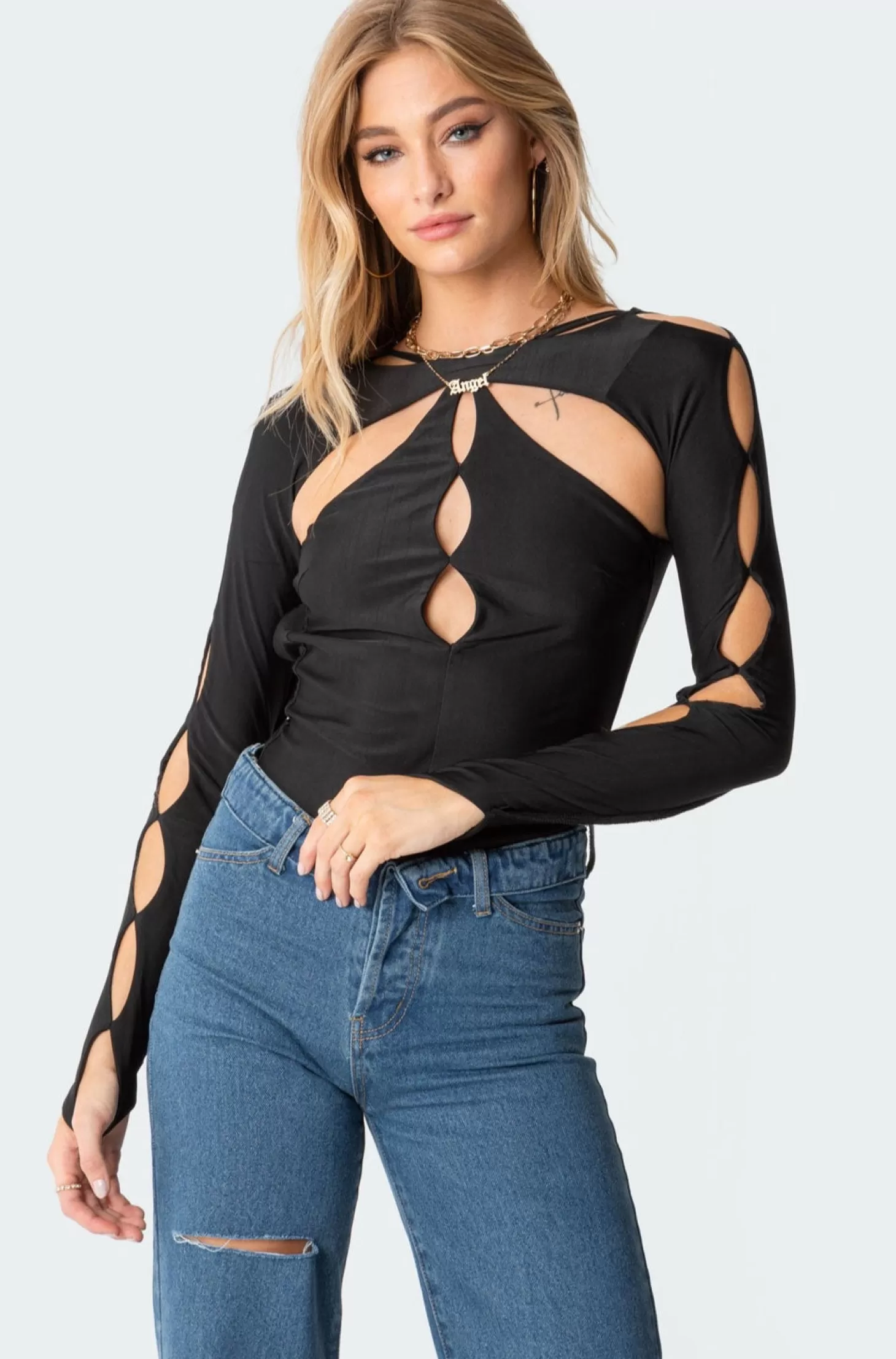 edikted Dion Open-Back Bodysuit* Long Sleeve Tops | Bodysuits