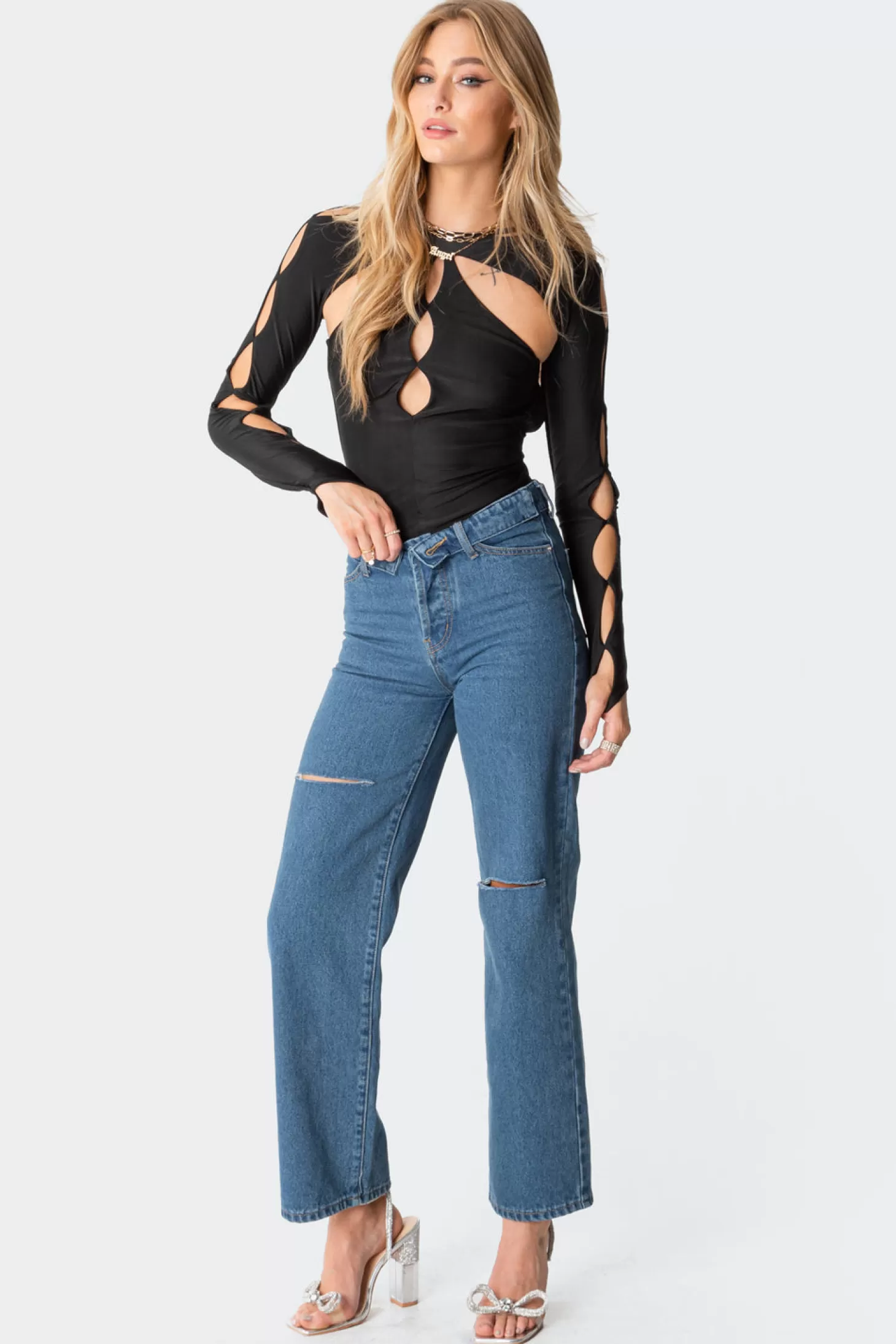 edikted Dion Open-Back Bodysuit* Long Sleeve Tops | Bodysuits