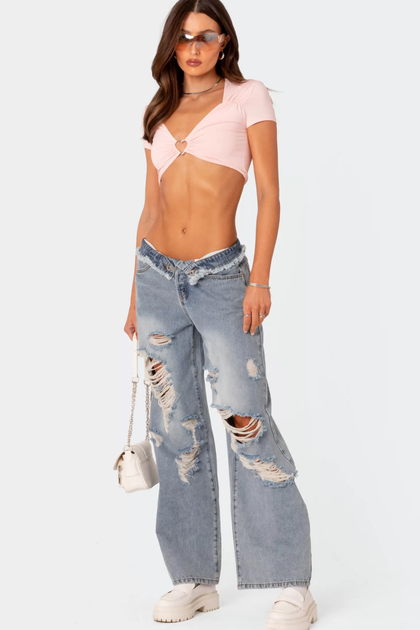 edikted Distressed Fold Over Boyfriend Jeans* Jeans | Jeans