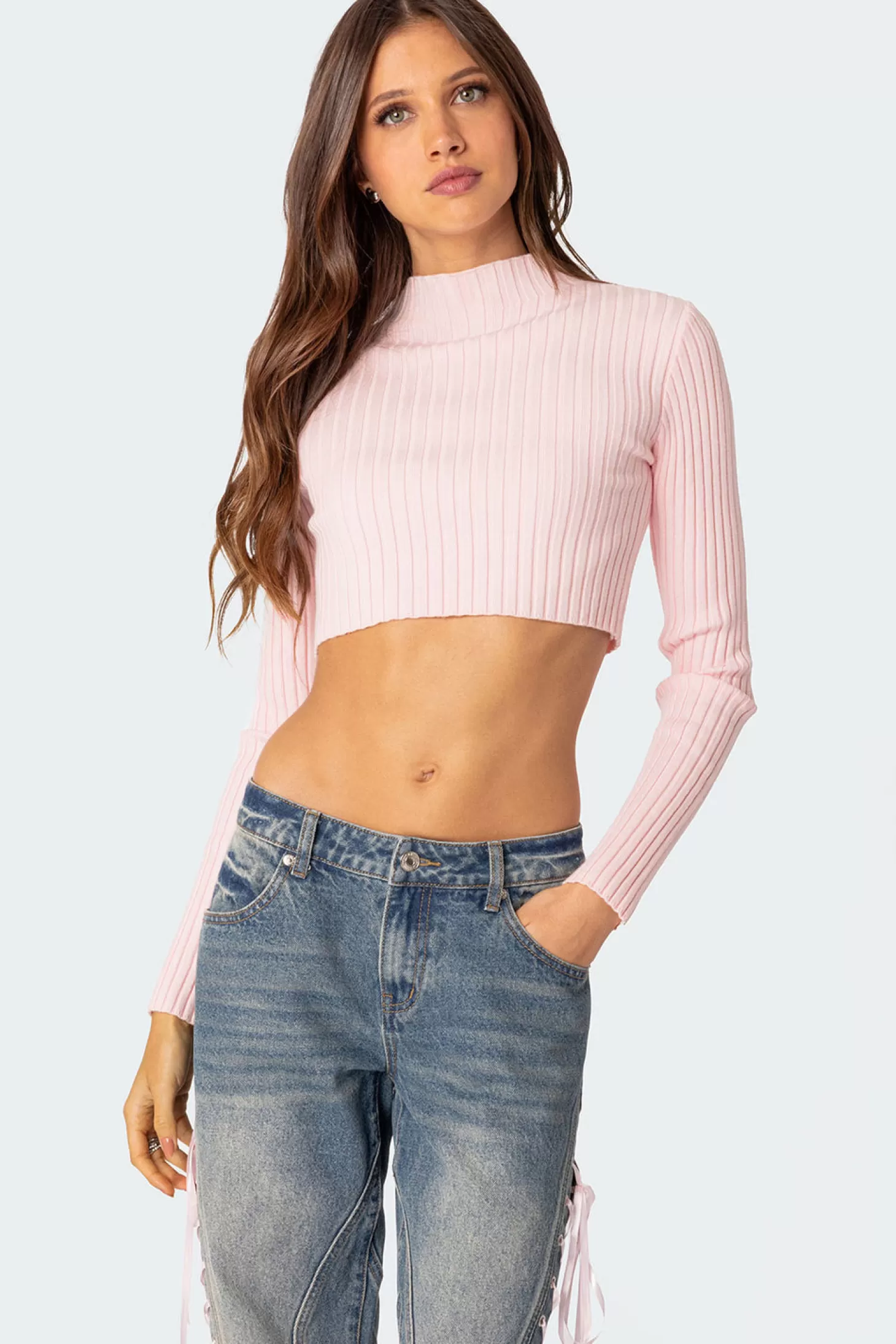 edikted Dolly Knitted Crop Top* Crop Tops | Long Sleeve Tops