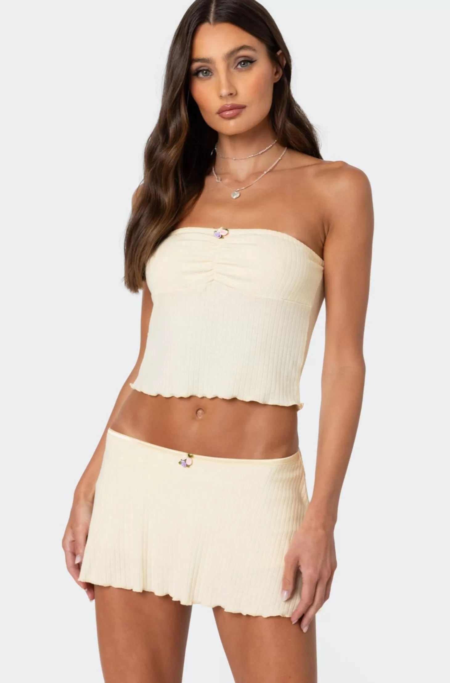 edikted Dosina Pointelle Tube Top* Crop Tops | Strapless Tops