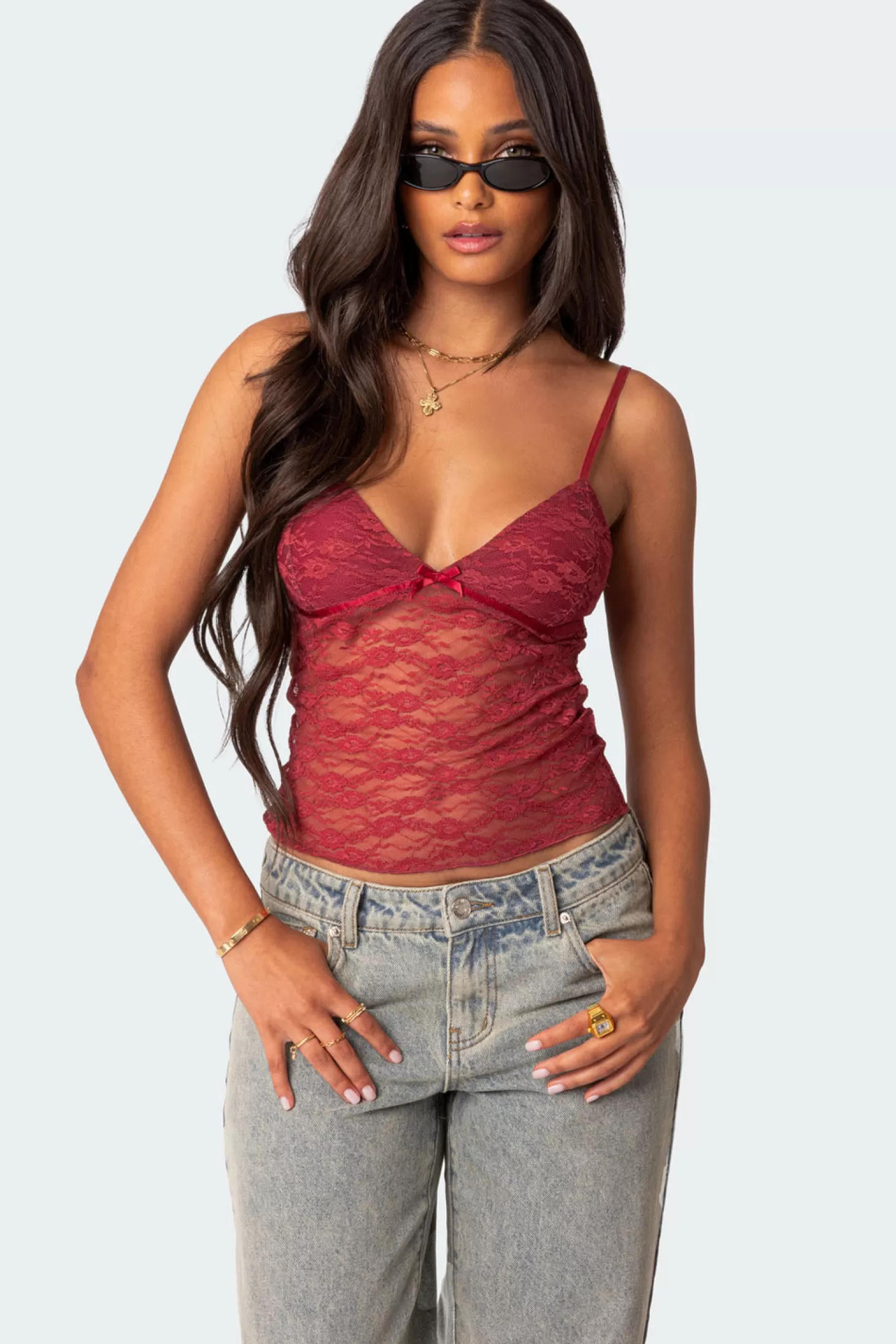 edikted Eira Sheer Lace Tank Top* Tank Tops | Tops