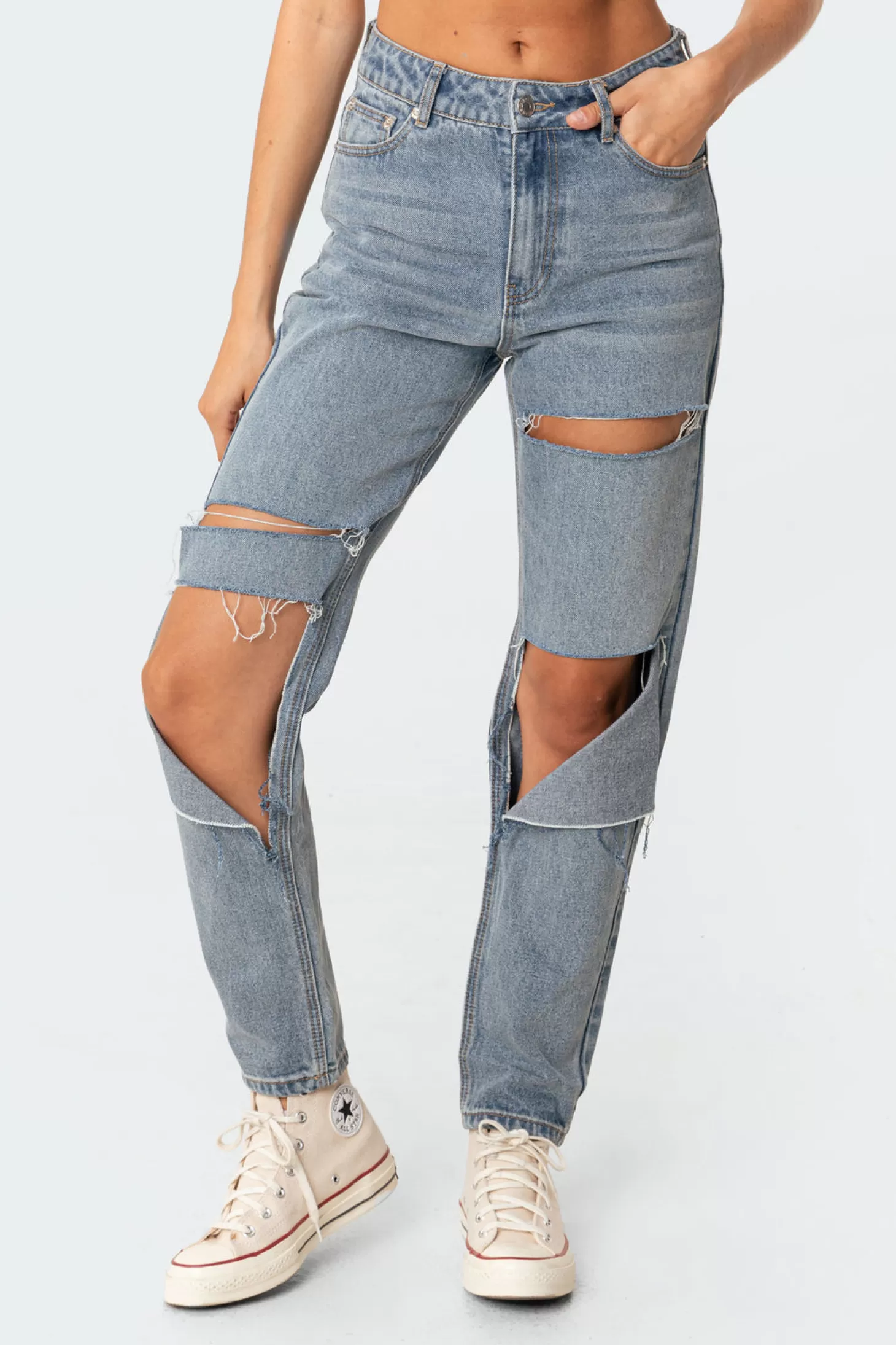 edikted Elle Super Ripped Mom Jeans* Jeans | Jeans