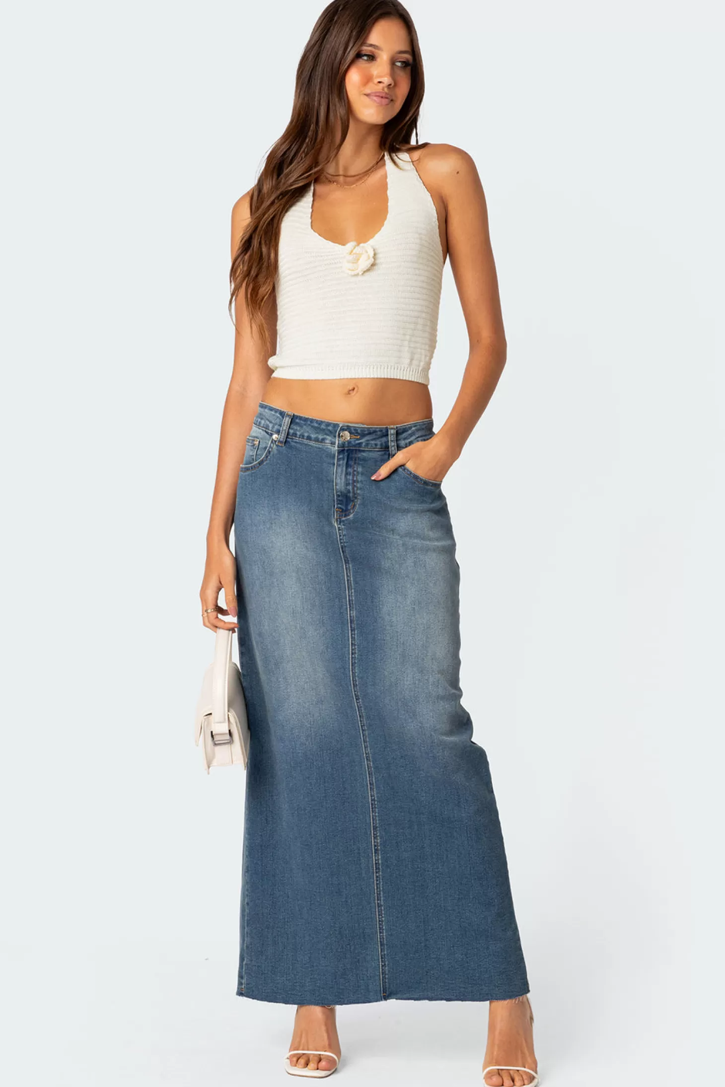 edikted Elowyn Slitted Denim Maxi Skirt* Skirts | Skirts