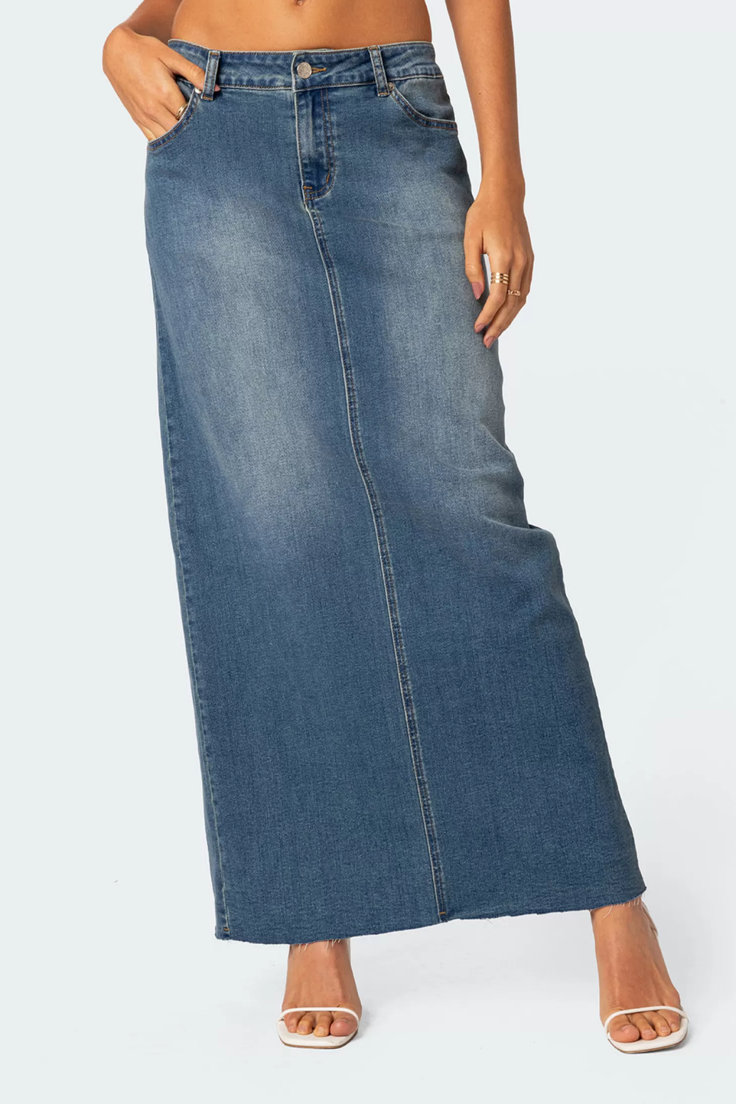 edikted Elowyn Slitted Denim Maxi Skirt* Skirts | Skirts