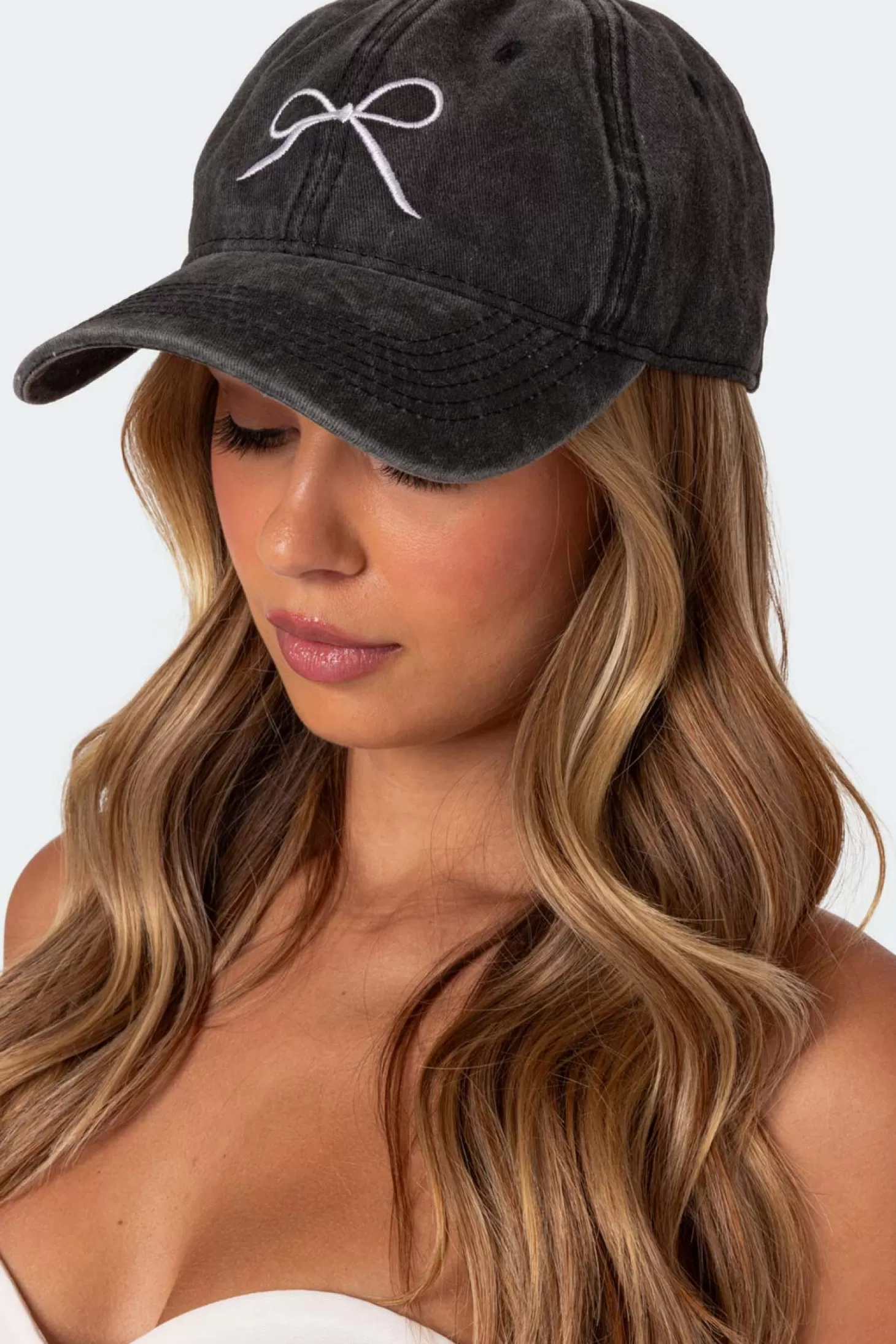 edikted Embroidered Bow Washed Baseball Cap* Hats & Scarfs