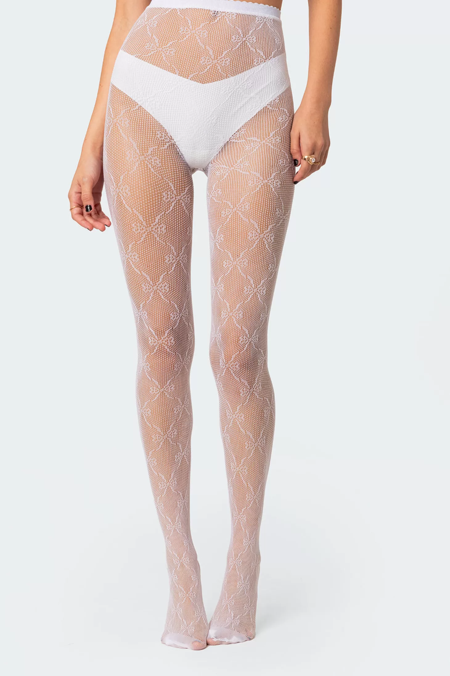 edikted Embroidered Lacey Tights* Socks & Tights