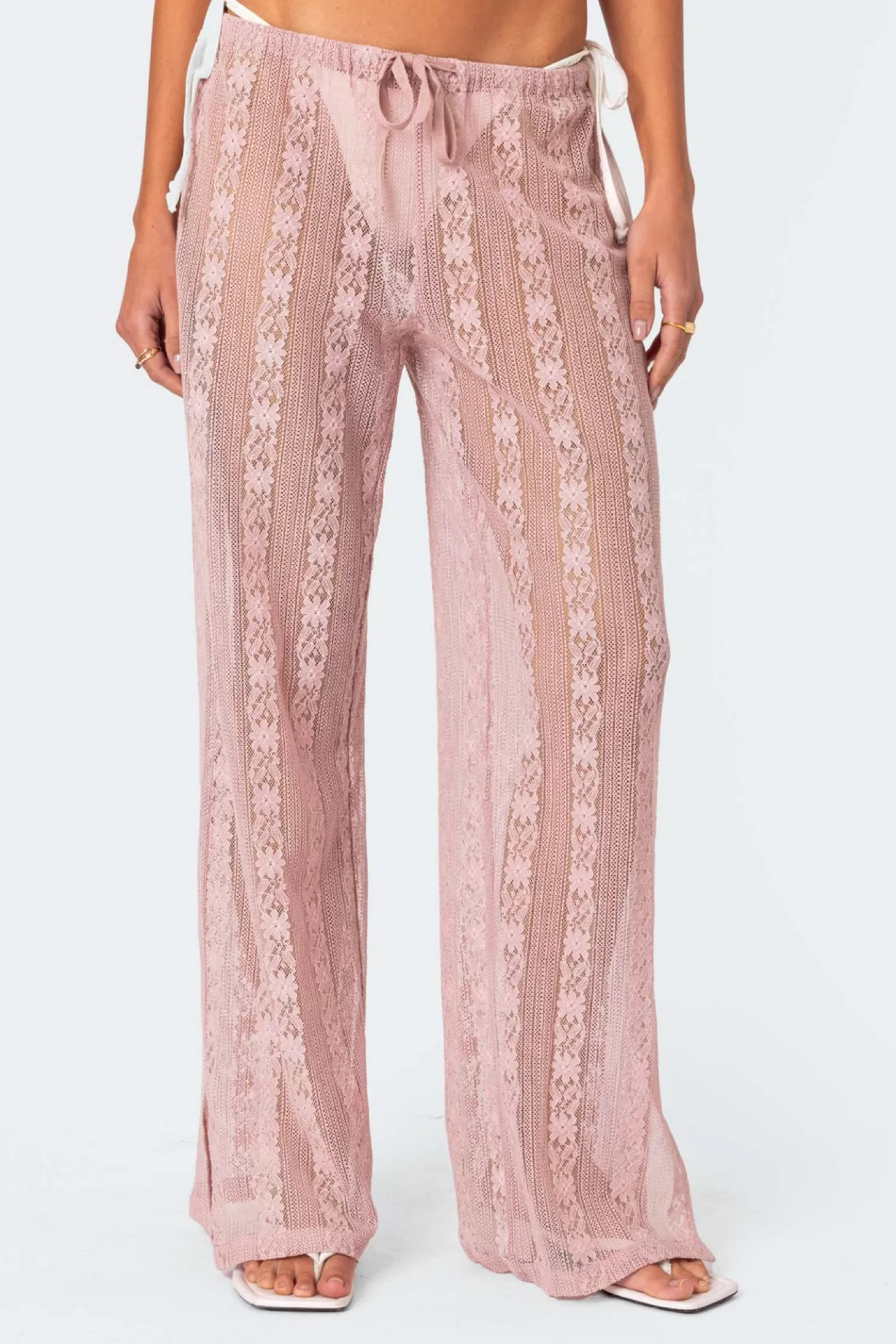 edikted Embroidered Sheer Lace Pants* Pants | Pants