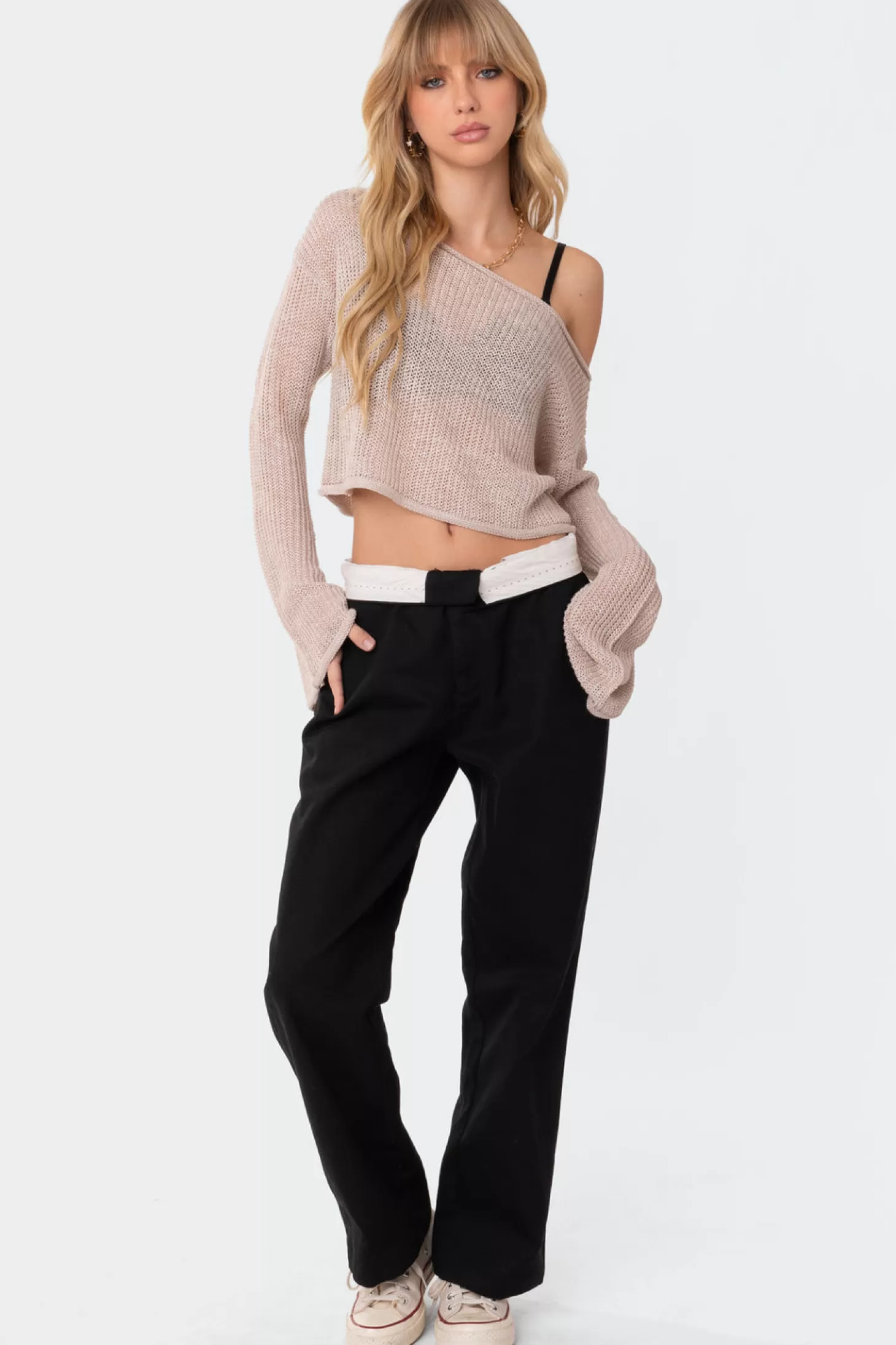 edikted Emmie Off The Shoulder Sheer Knitted Top* Long Sleeve Tops | Knitted Tops