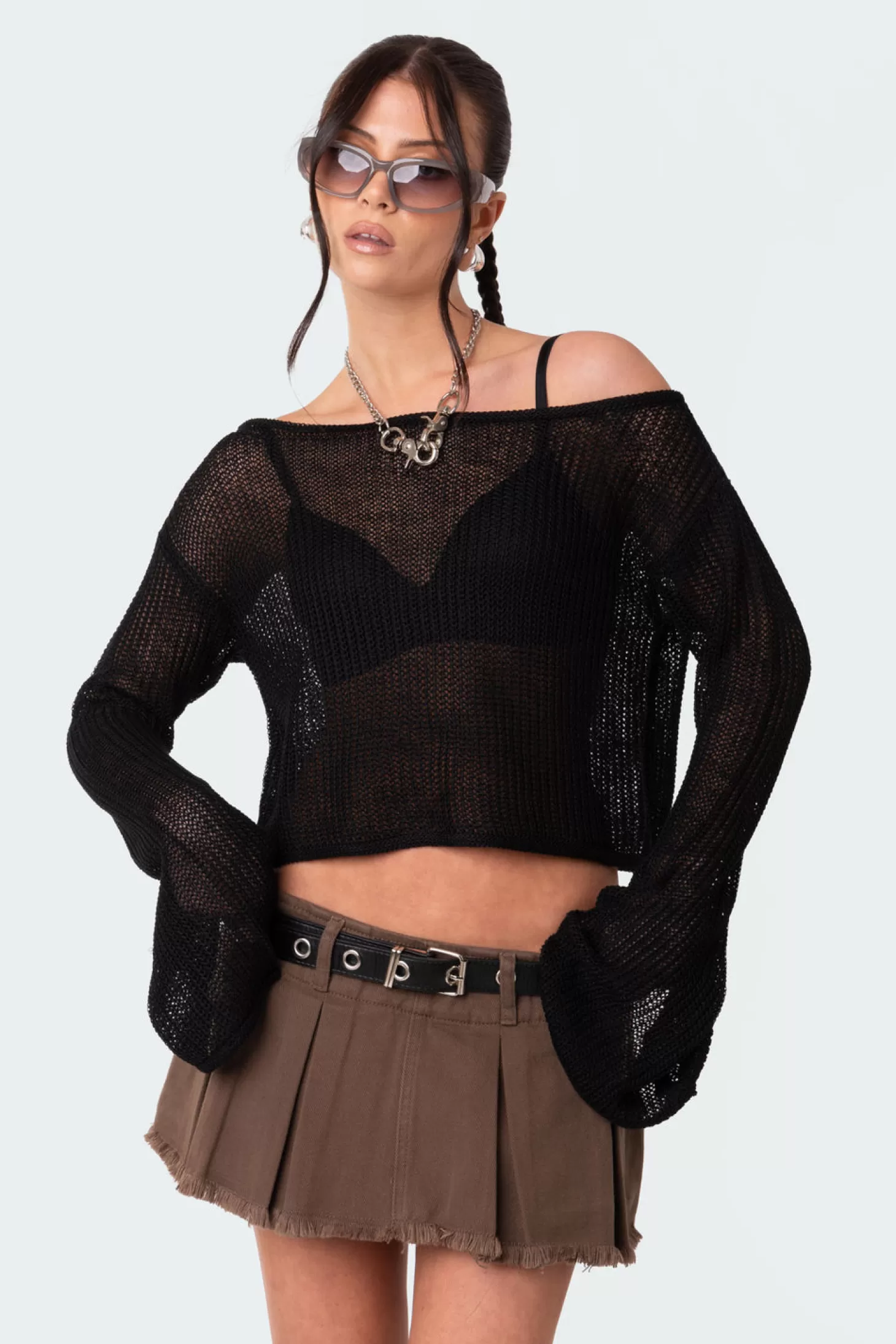 edikted Emmie Off The Shoulder Sheer Knitted Top* Long Sleeve Tops | Knitted Tops