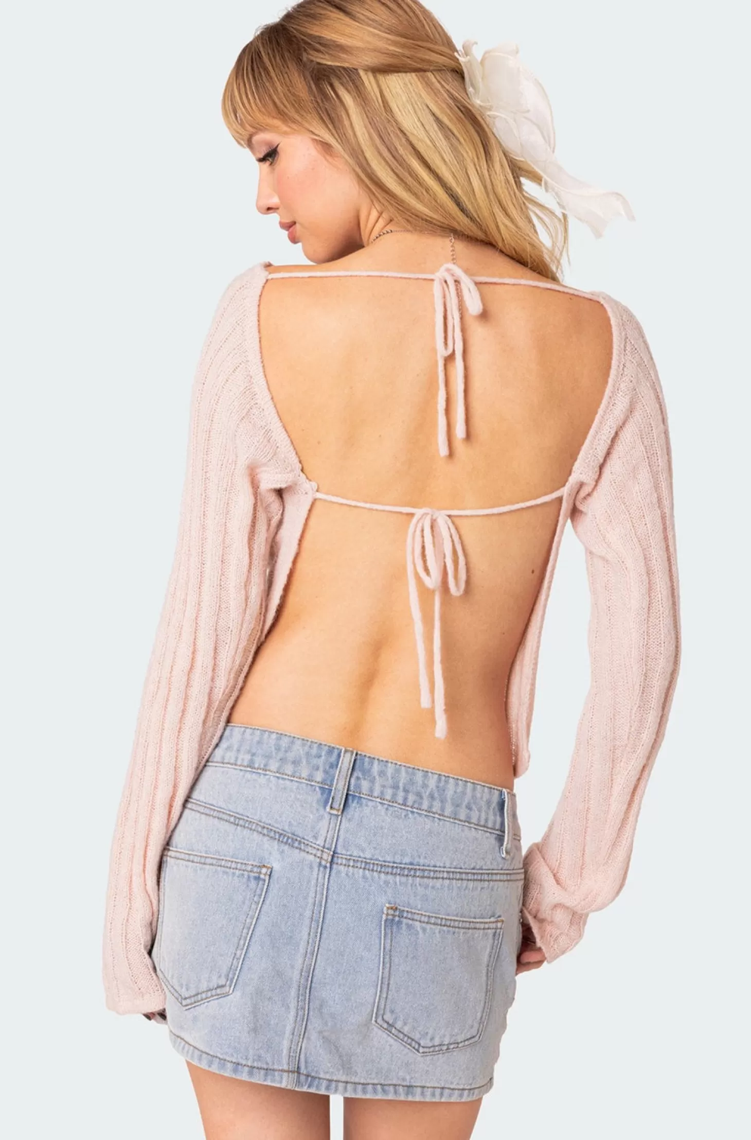 edikted Emmy Open Back Knit Top* Long Sleeve Tops | Knitted Tops