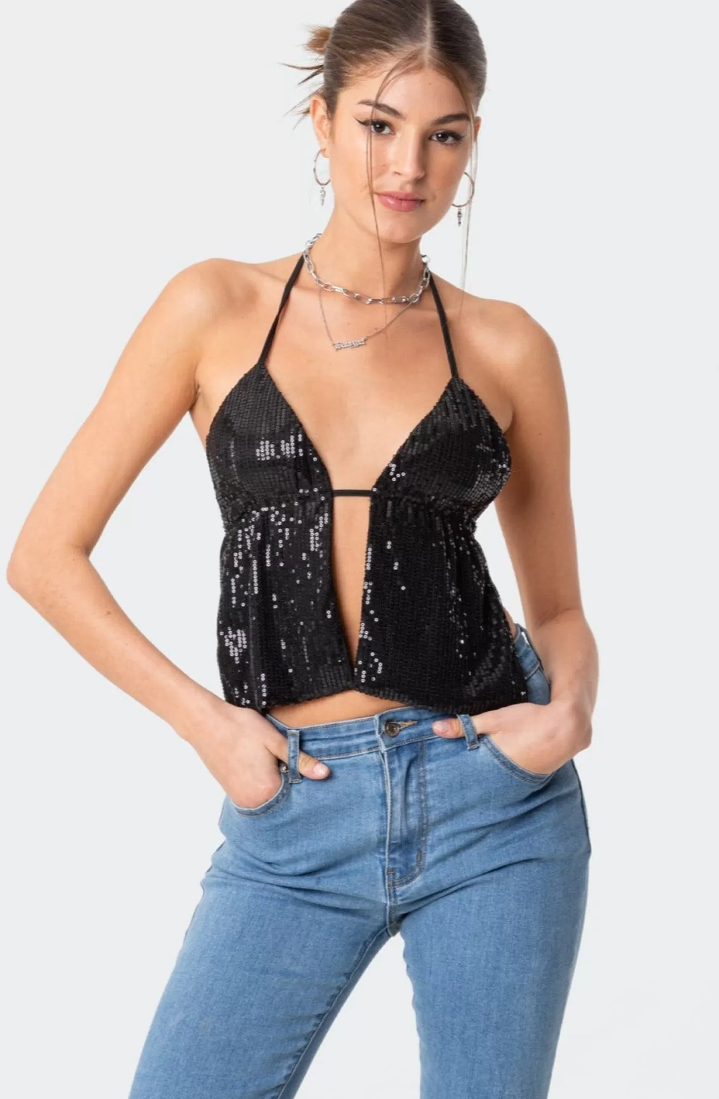 edikted Estelle Open-Back Sequin Top* Night Out