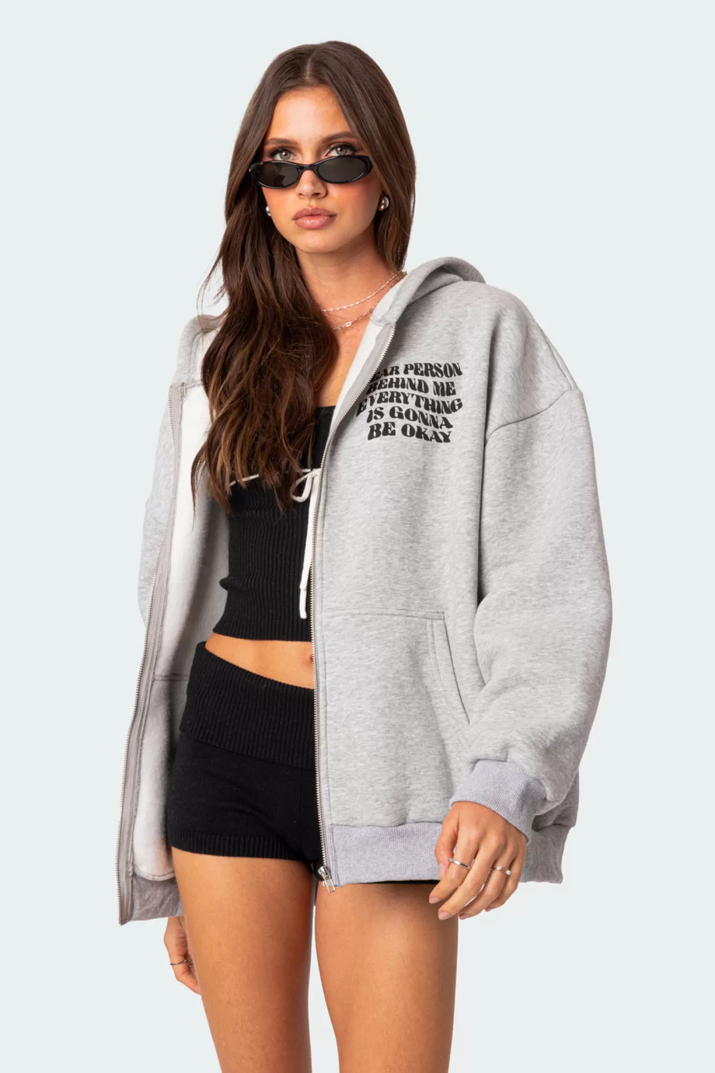 edikted Everything'S Ok Zip Up Oversized Hoodie* Hoodies & Sweatshirts | Hoodies & Sweatshirts