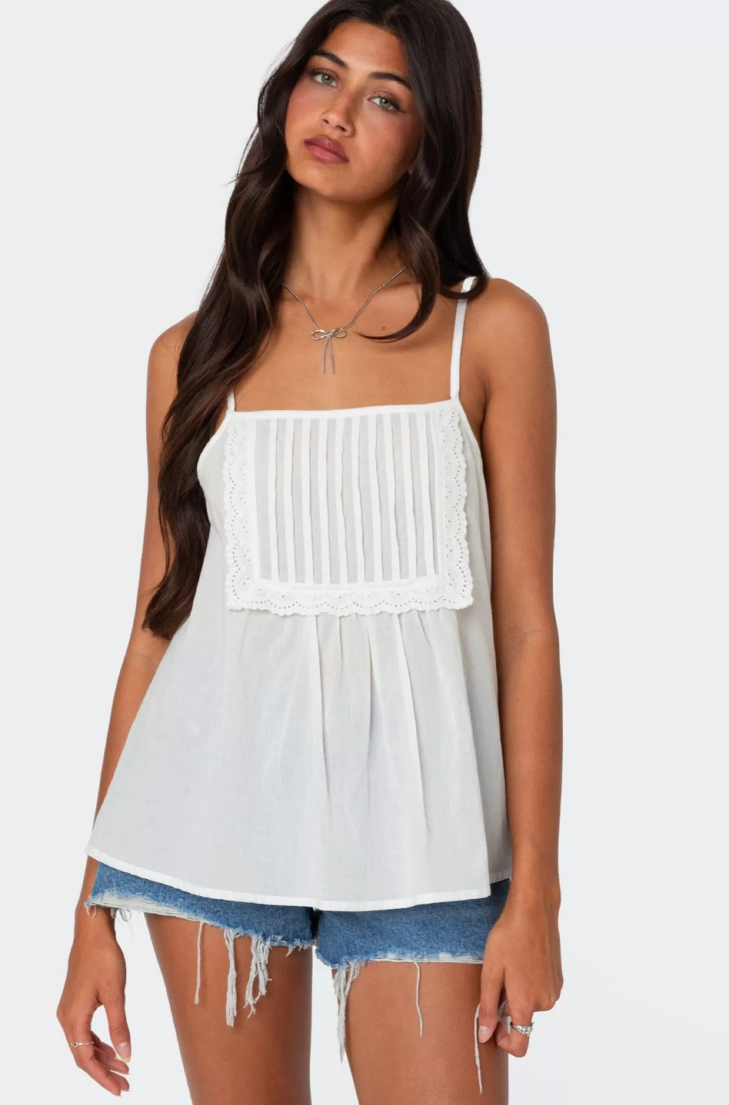 edikted Eyelet Trim Paneled Top* Tops