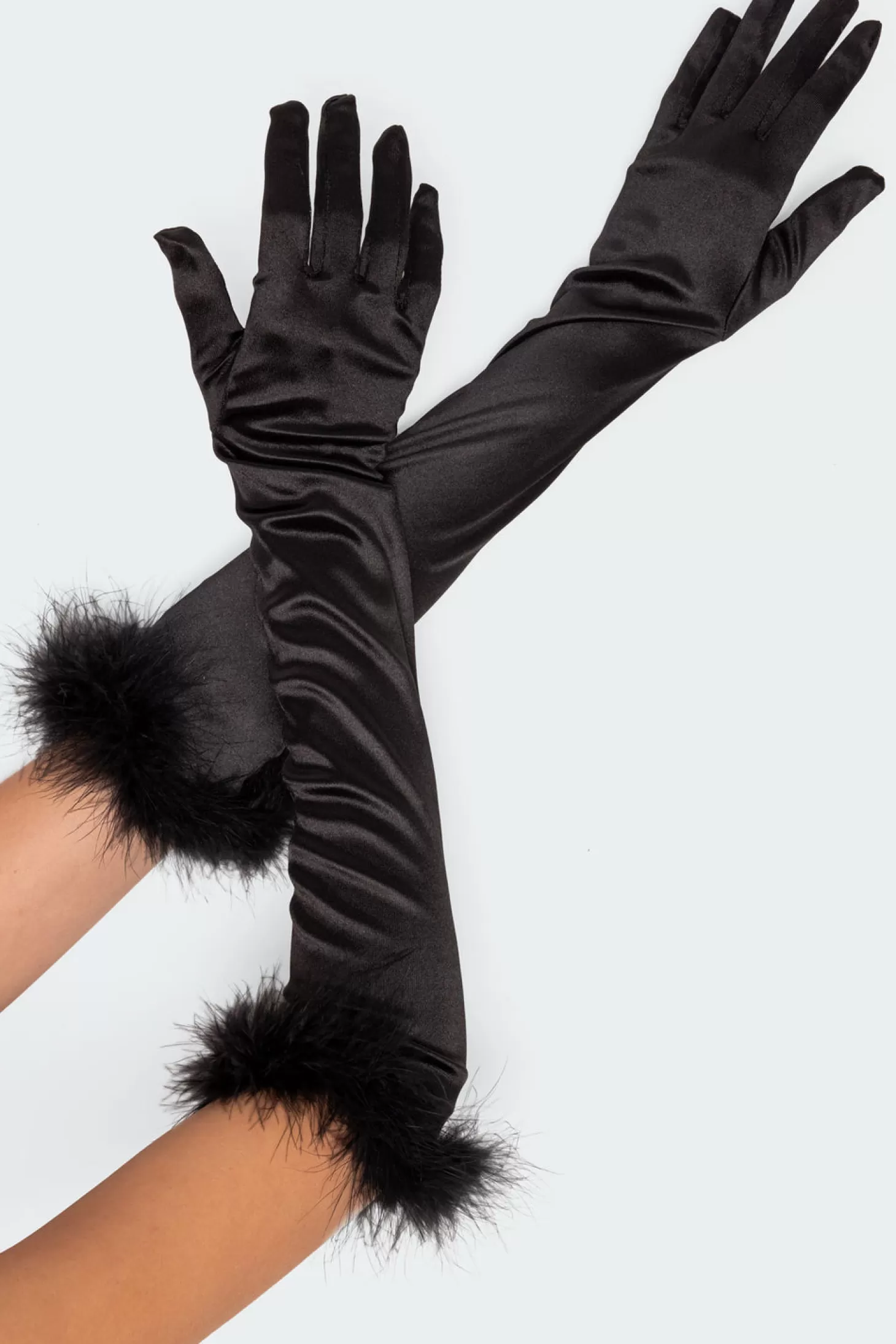 edikted Faux Feather Satin Gloves* Fun Stuff