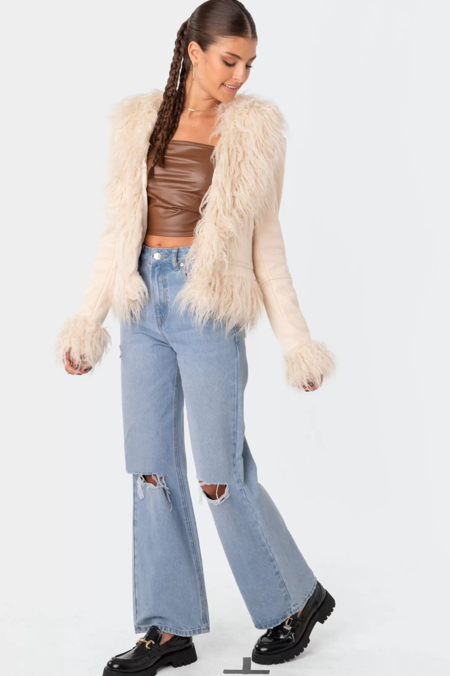 edikted Faux Fur Trim Coat* Jackets & Coats