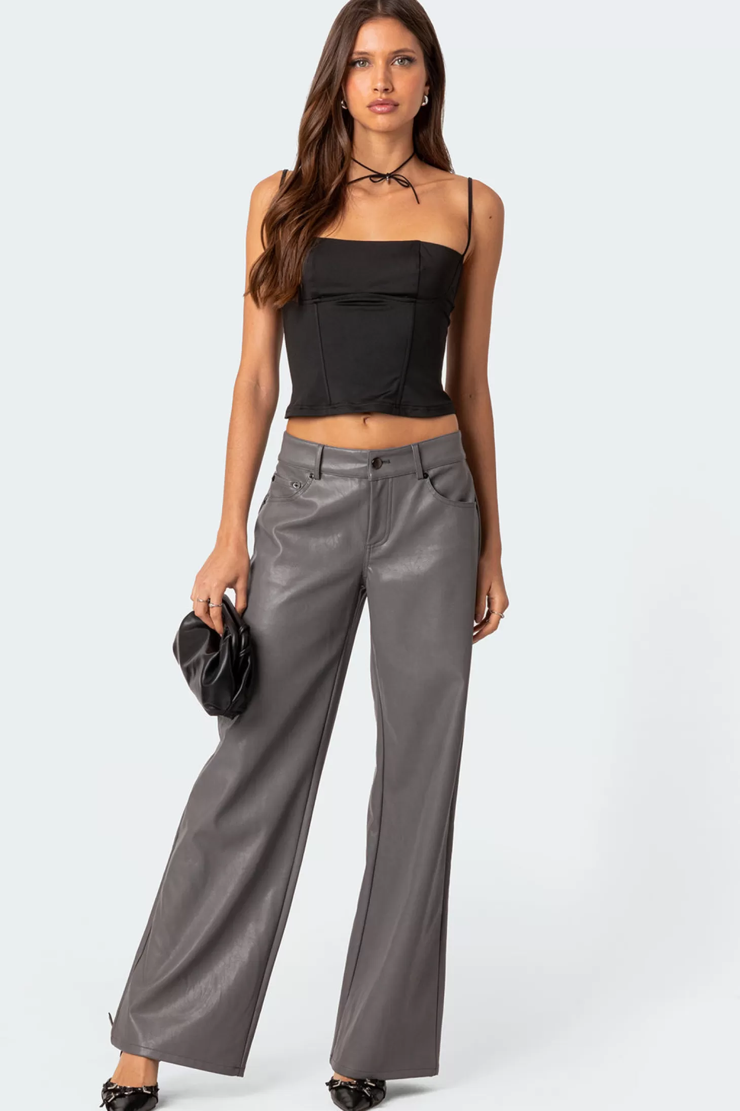 edikted Faux Leather Straight Leg Pants* Pants | Pants