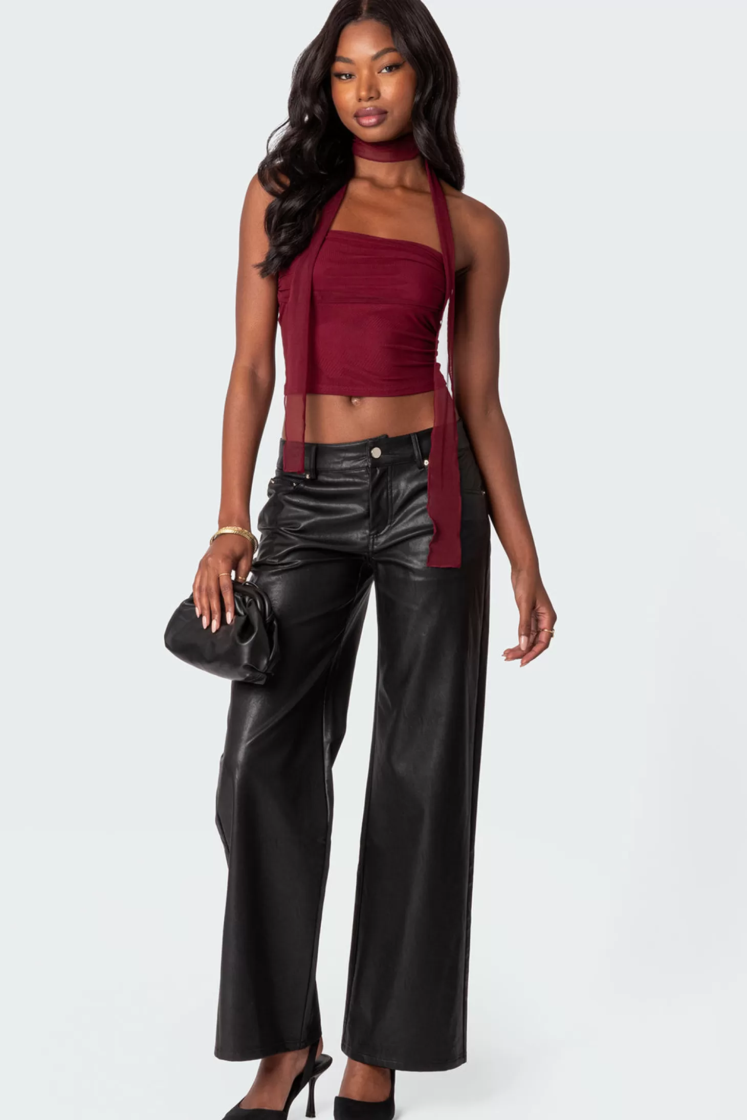 edikted Faux Leather Straight Leg Pants* Pants | Pants