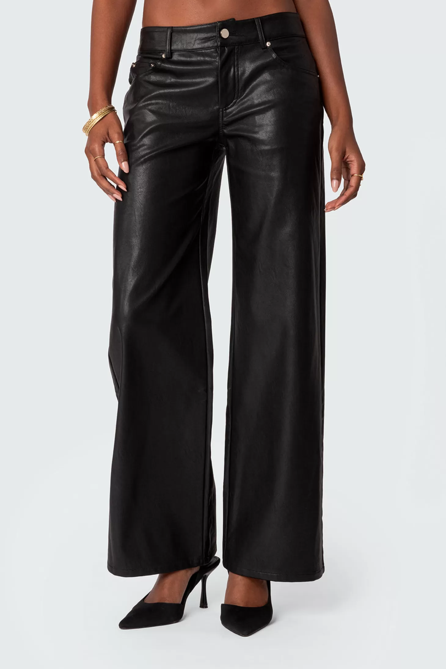 edikted Faux Leather Straight Leg Pants* Pants | Pants