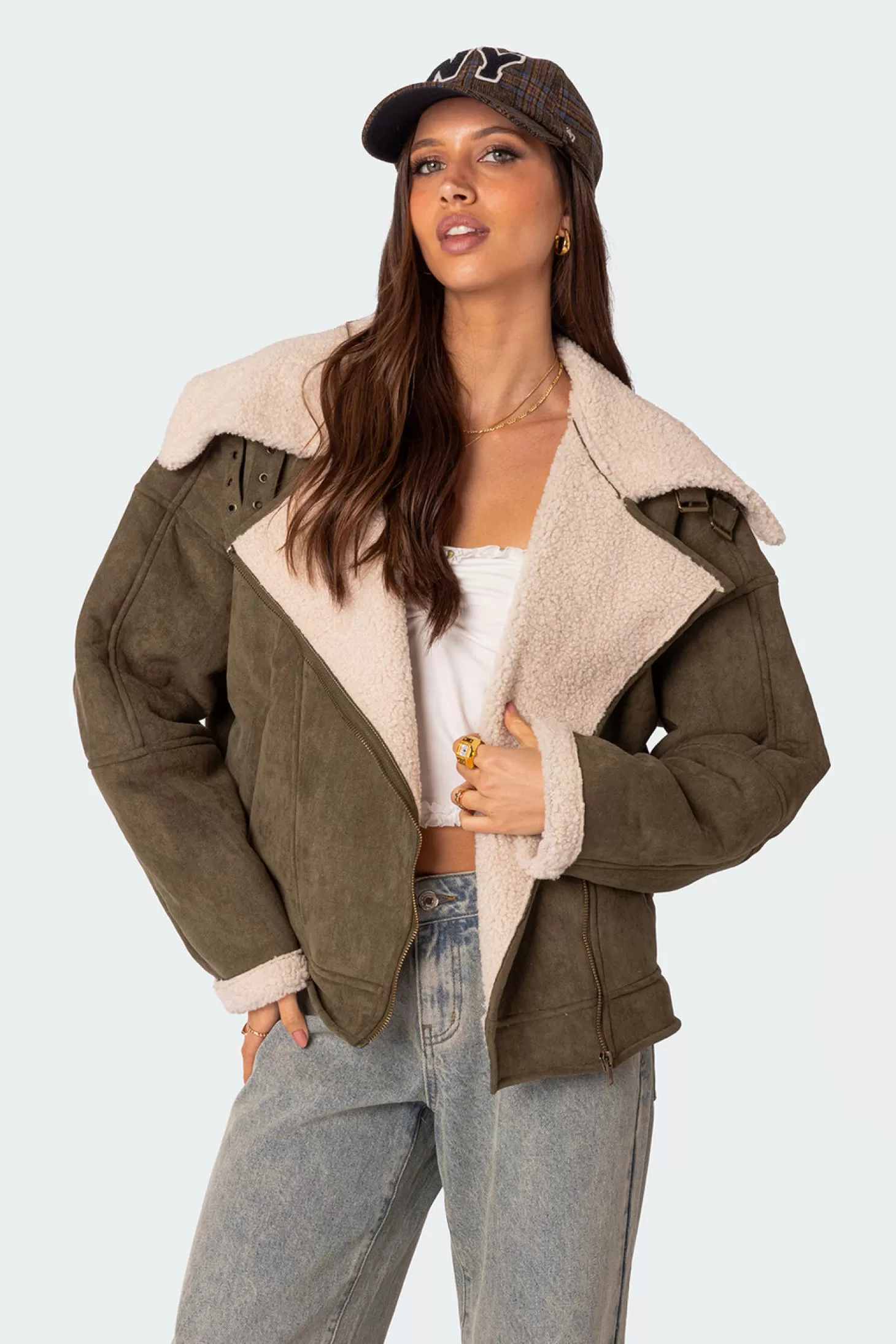 edikted Faux Suede Shearling Oversized Jacket* Jackets & Coats