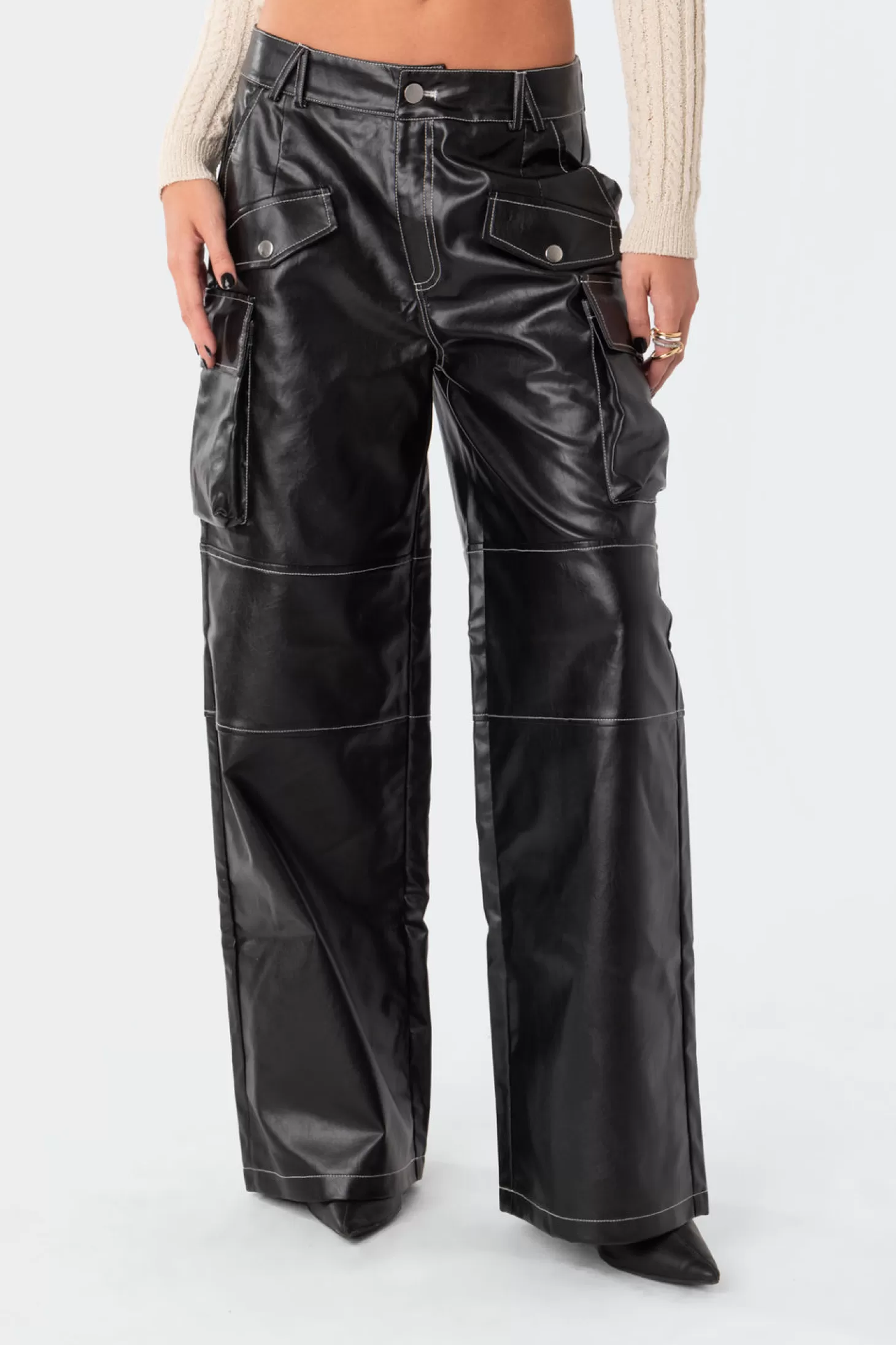 edikted Faye Faux Leather Cargo Pants* Pants | Pants