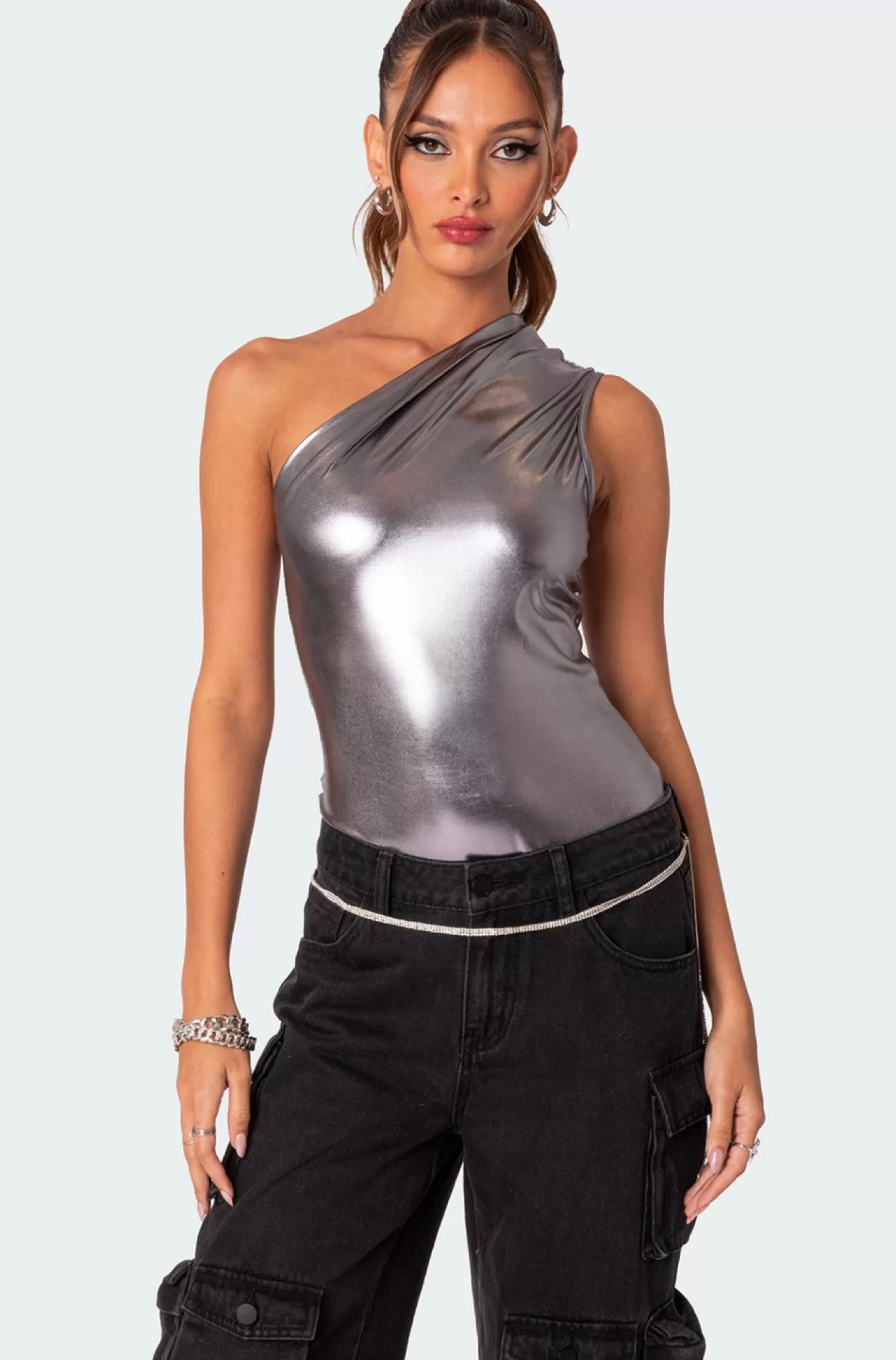 edikted Feona Gathered Metallic Bodysuit* Bodysuits | Bodysuits