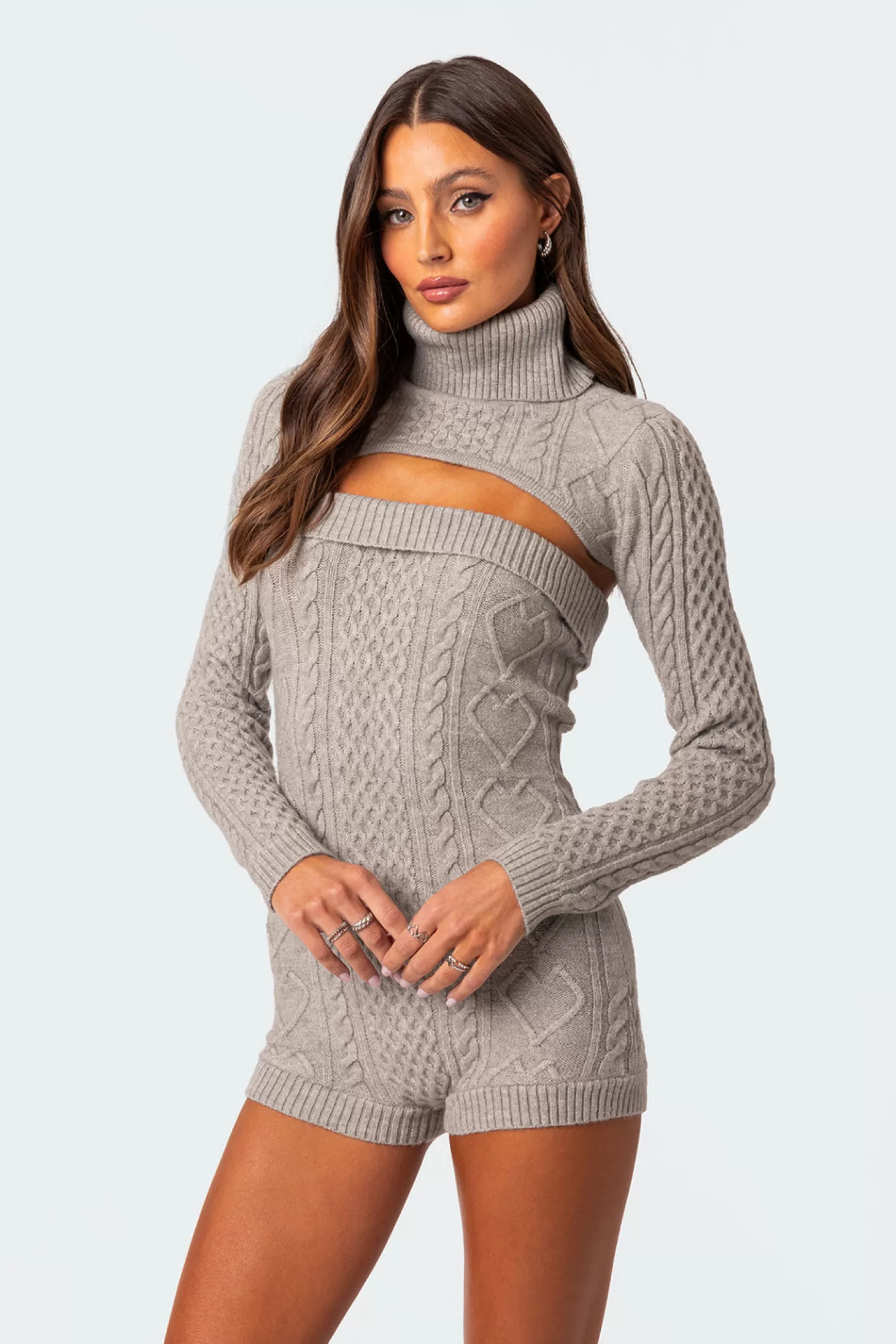 edikted Finnley Two Piece Cable Knit Romper* Sweaters & Knitwear | Jumpsuits & Rompers