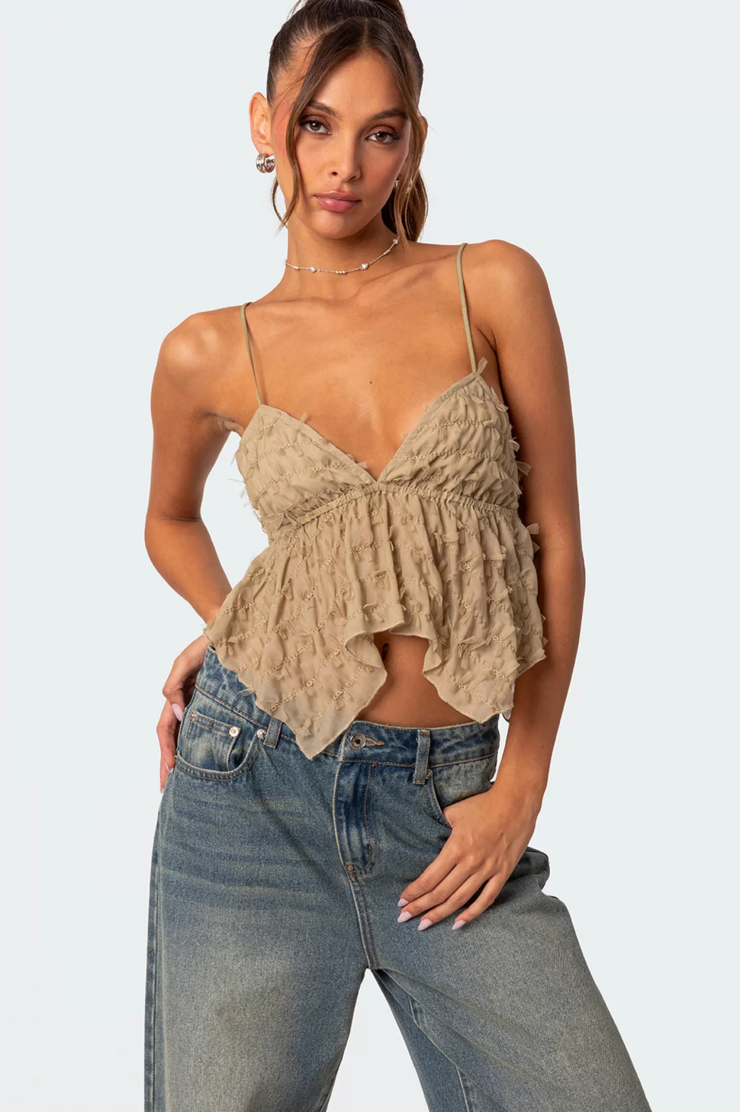 edikted Flutter Frilled Tie Back Top* Crop Tops | Tops