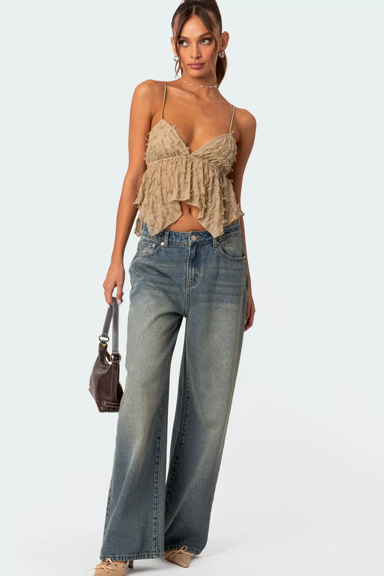 edikted Flutter Frilled Tie Back Top* Crop Tops | Tops