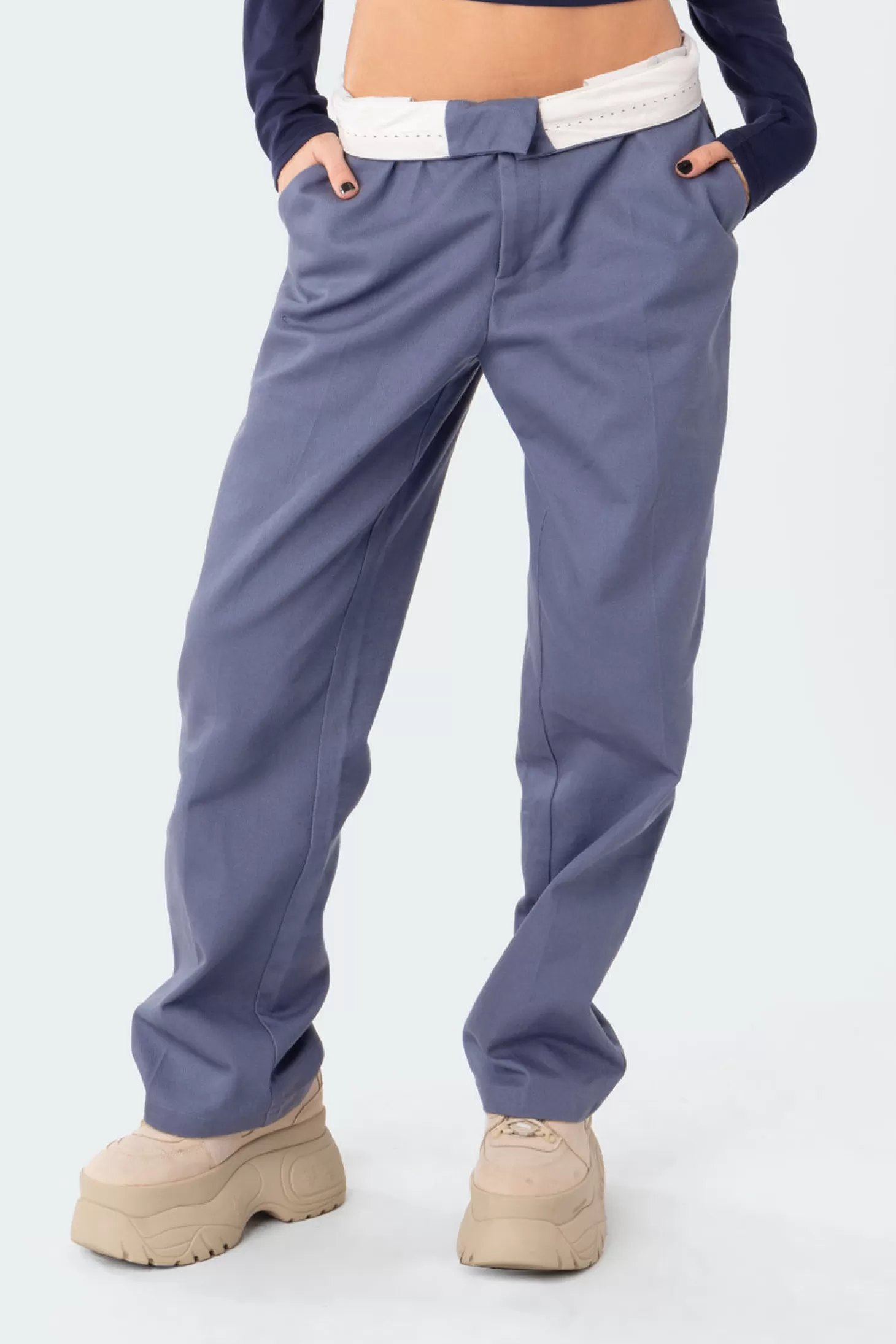 edikted Folded Wide-Leg Chino Pants* Pants | Pants