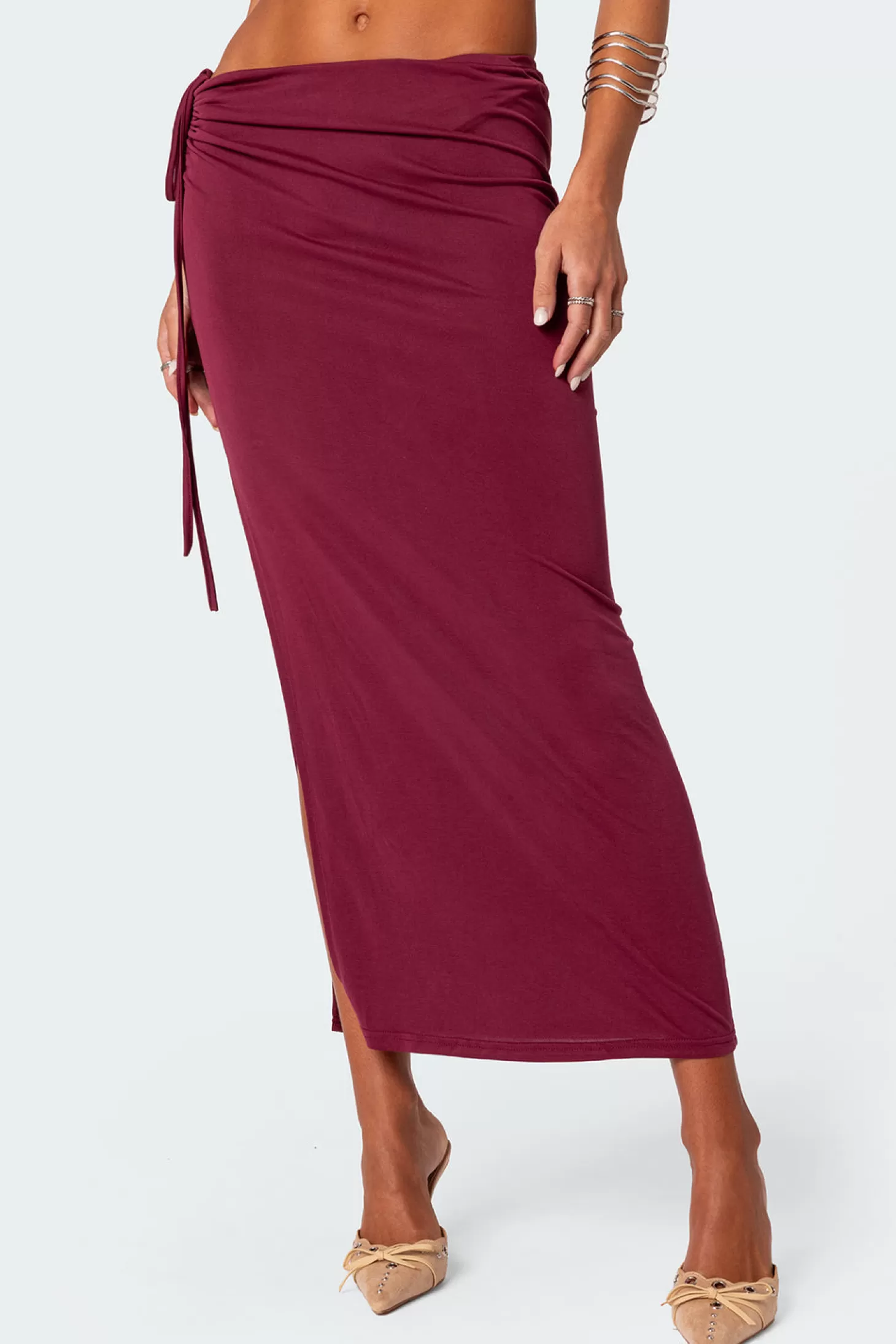 edikted Frankie Drawstring Slit Maxi Skirt* Skirts | Skirts