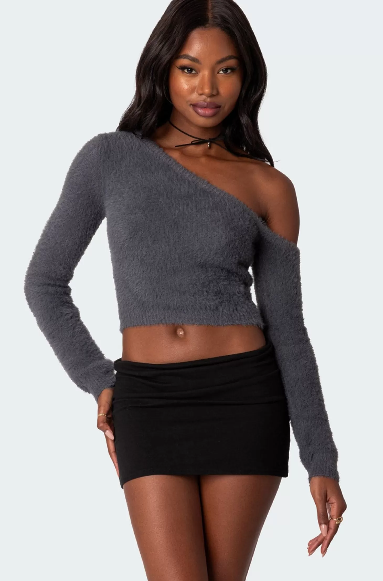 edikted Frannie One Shoulder Fuzzy Knit Top* Sweaters & Cardigans | Long Sleeve Tops