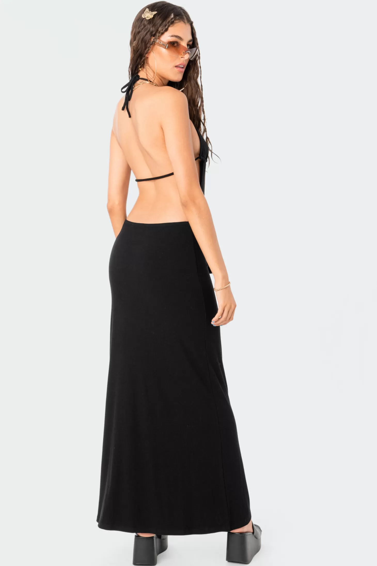 edikted Fringe Open-Back Ribbed Maxi Dress* Maxi Dresses | LBD