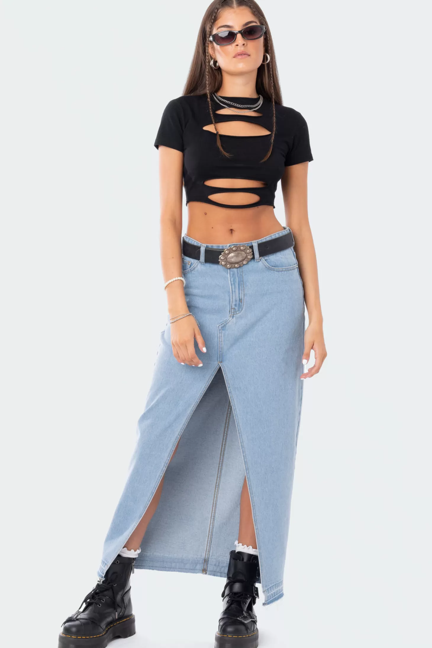 edikted Front Slit Maxi Denim Skirt* Skirts | Skirts