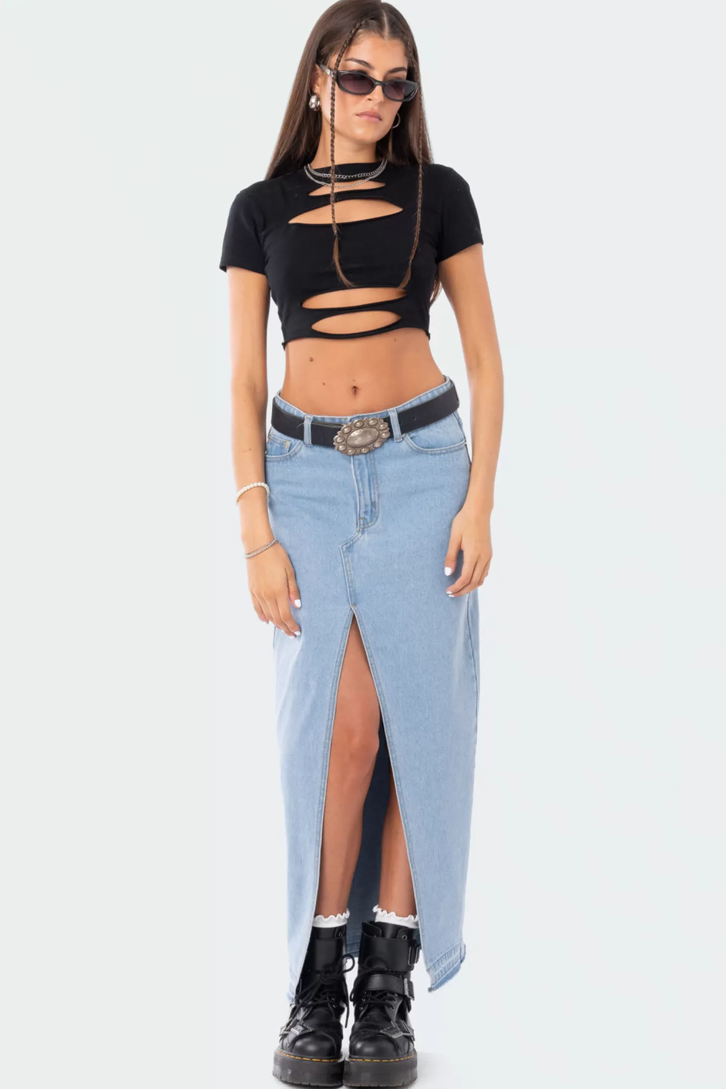 edikted Front Slit Maxi Denim Skirt* Skirts | Skirts