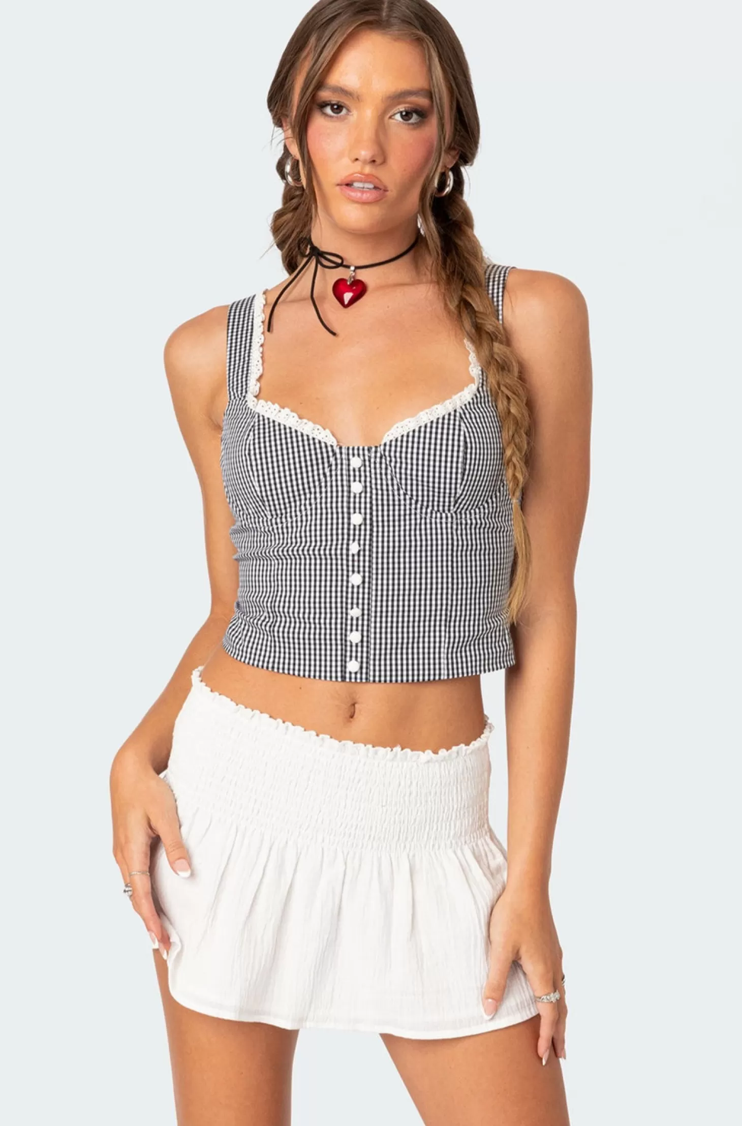 edikted Gingham Lace Up Bustier Corset* Corsets | Corsets