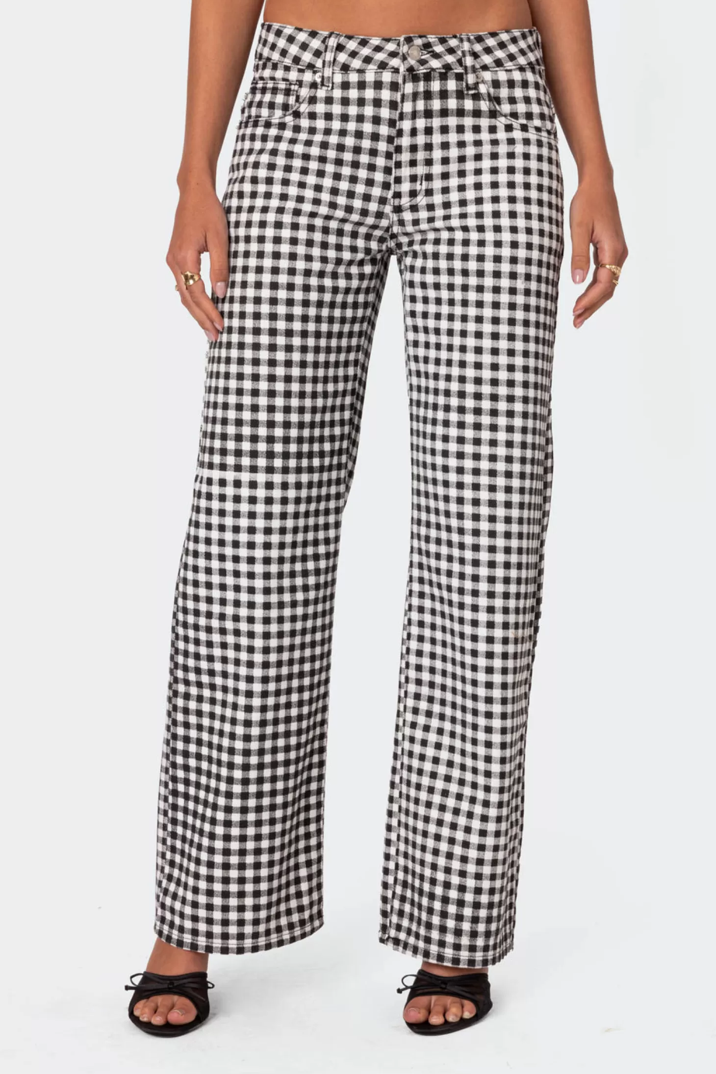 edikted Gingham Printed Low Rise Jeans* Jeans | Jeans